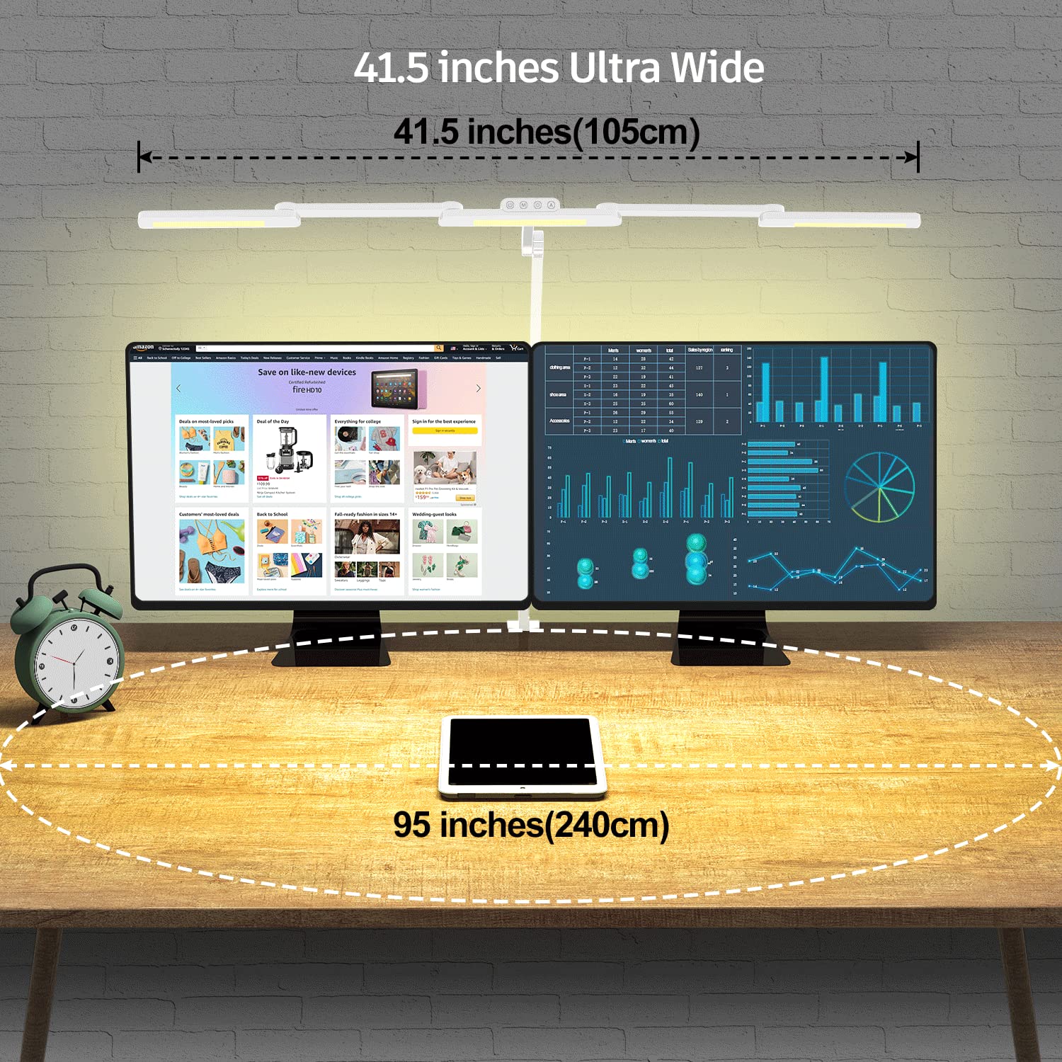 Epabina Led Desk Lamp For Home Office, 41.5'' White Clip On Architect Desk Lamp With Clamp, 24W Adjustable Dimmable Bright Swing