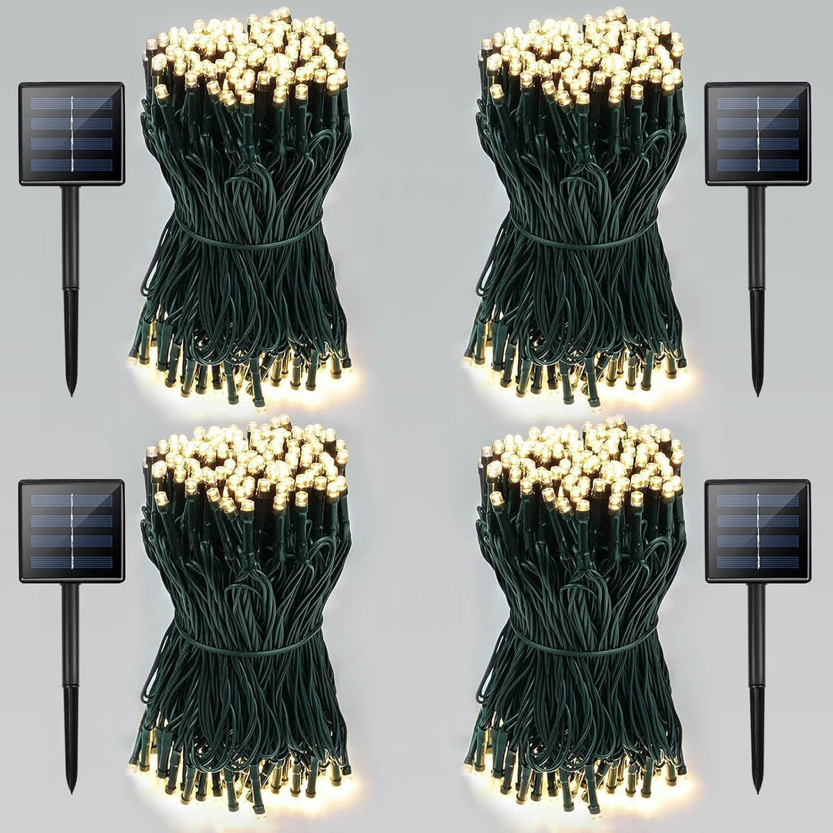 4-Pack Total 800 LED Solar String Lights for Outside, Solar Christmas Lights Outdoor Waterproof, Green Wire Solar Tree Lights wi