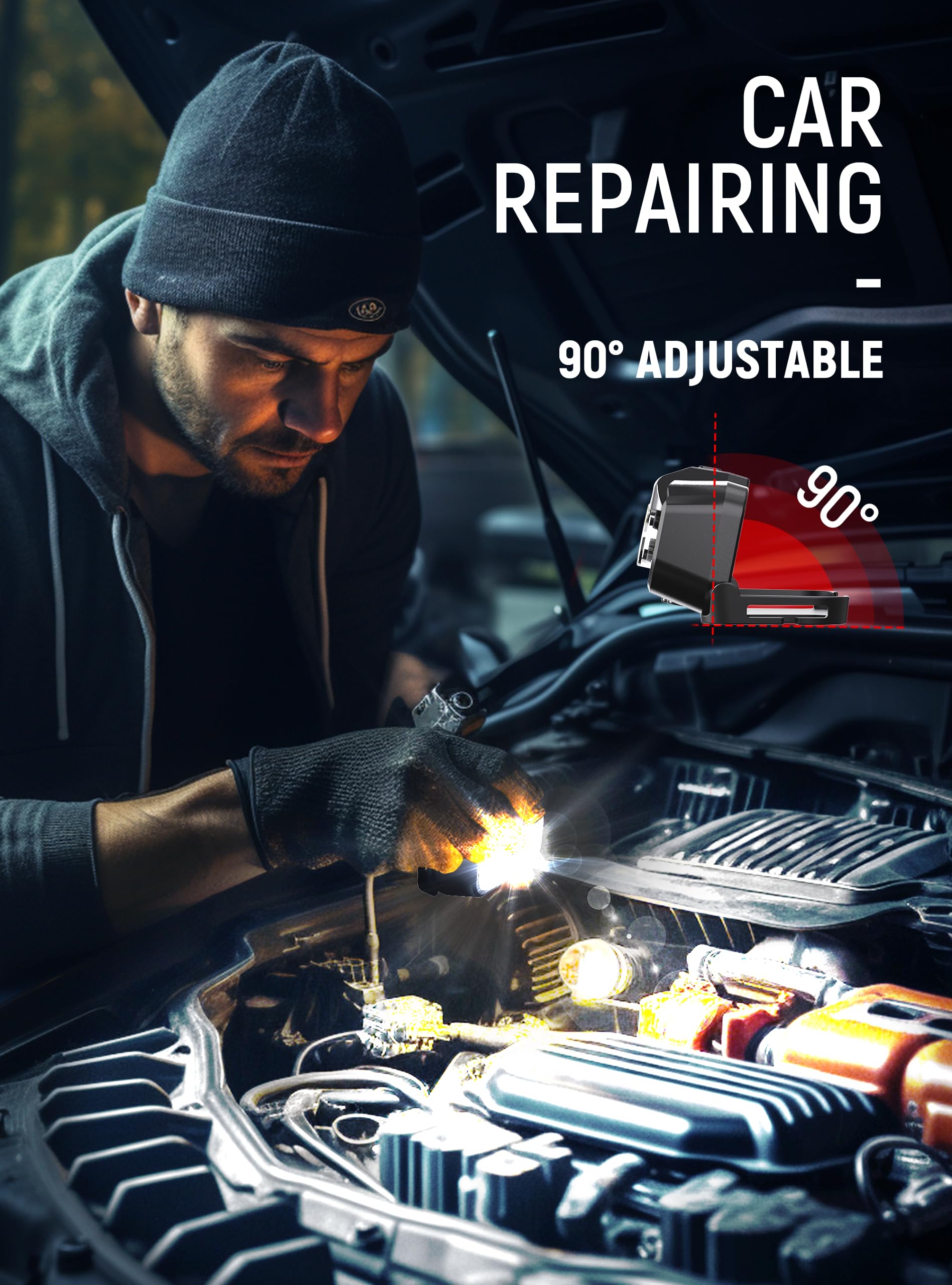 Hokoiln Rechargeable Headlamp, 1300 Lumen, 14 Modes, Waterproof, Motion Sensor, Cool Black, Model Yh-1313-Ck-Us, 1 Pack