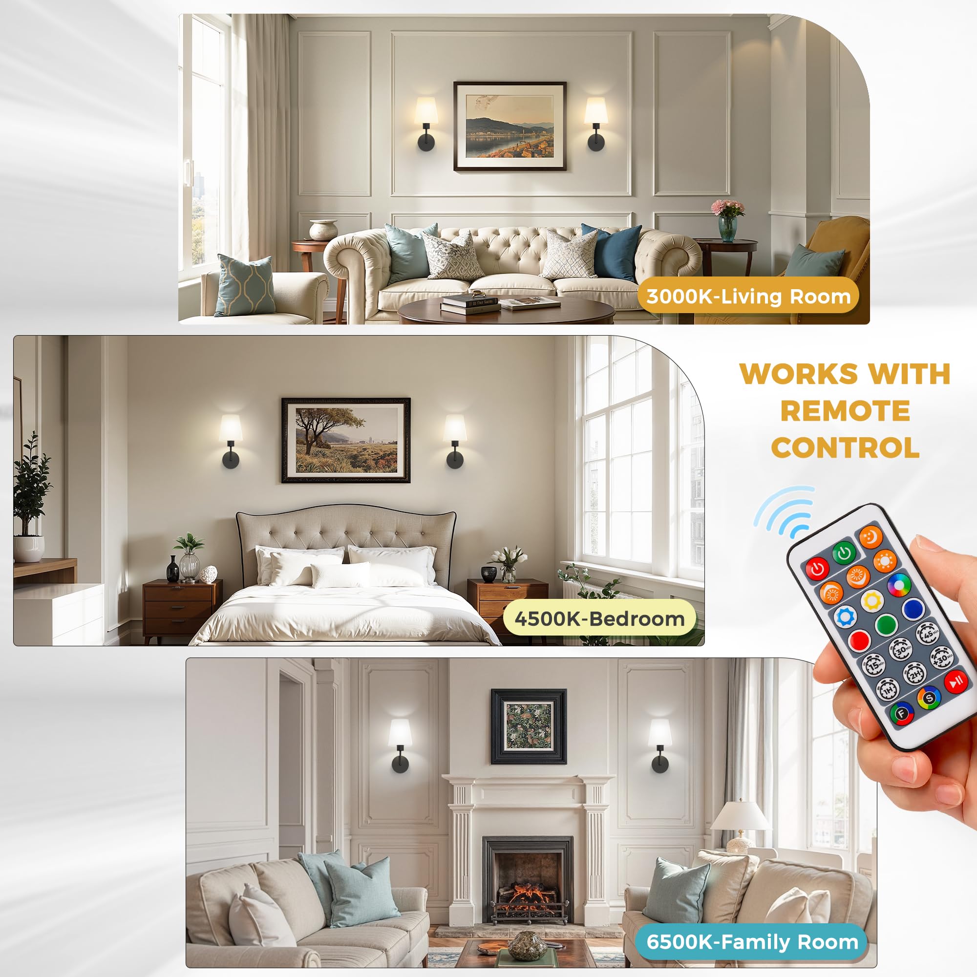 Doresshop Battery Operated Wall Sconce Set Of 2  Wall Light Wireless Easy To Install  Dimmable And Adjustable Sconces Wall Decor  Rechargeable Wall Lamp For Bedroom  Living Room  Black 13.8In