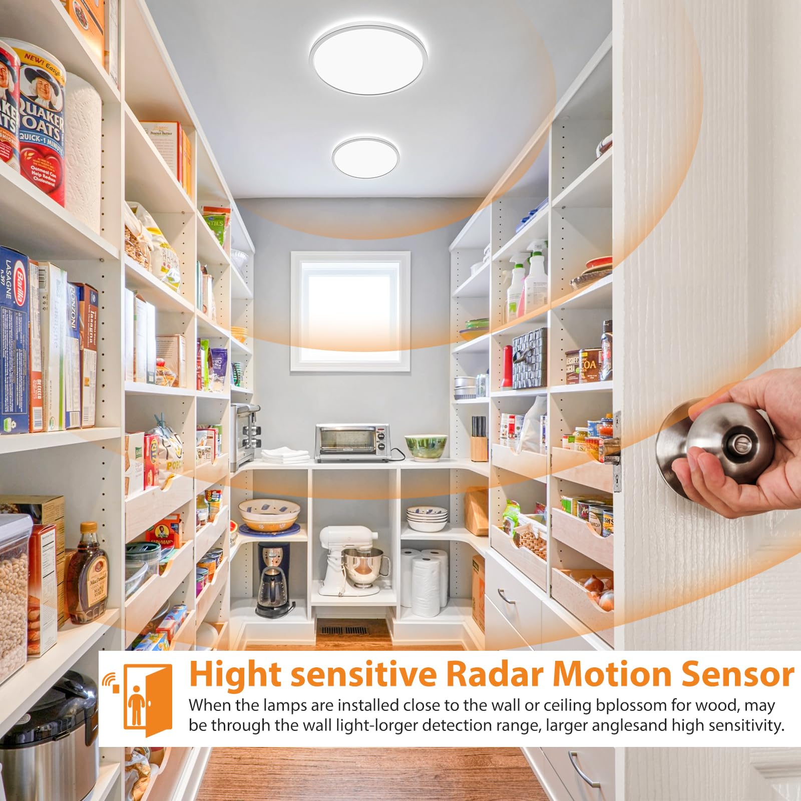 Slochi Motion Sensor Led Ceiling Light - 3000K-6500K Flush Mount, 15W 1500Lm, 7 Inch Motion Activated With Timer For Closet, Hal