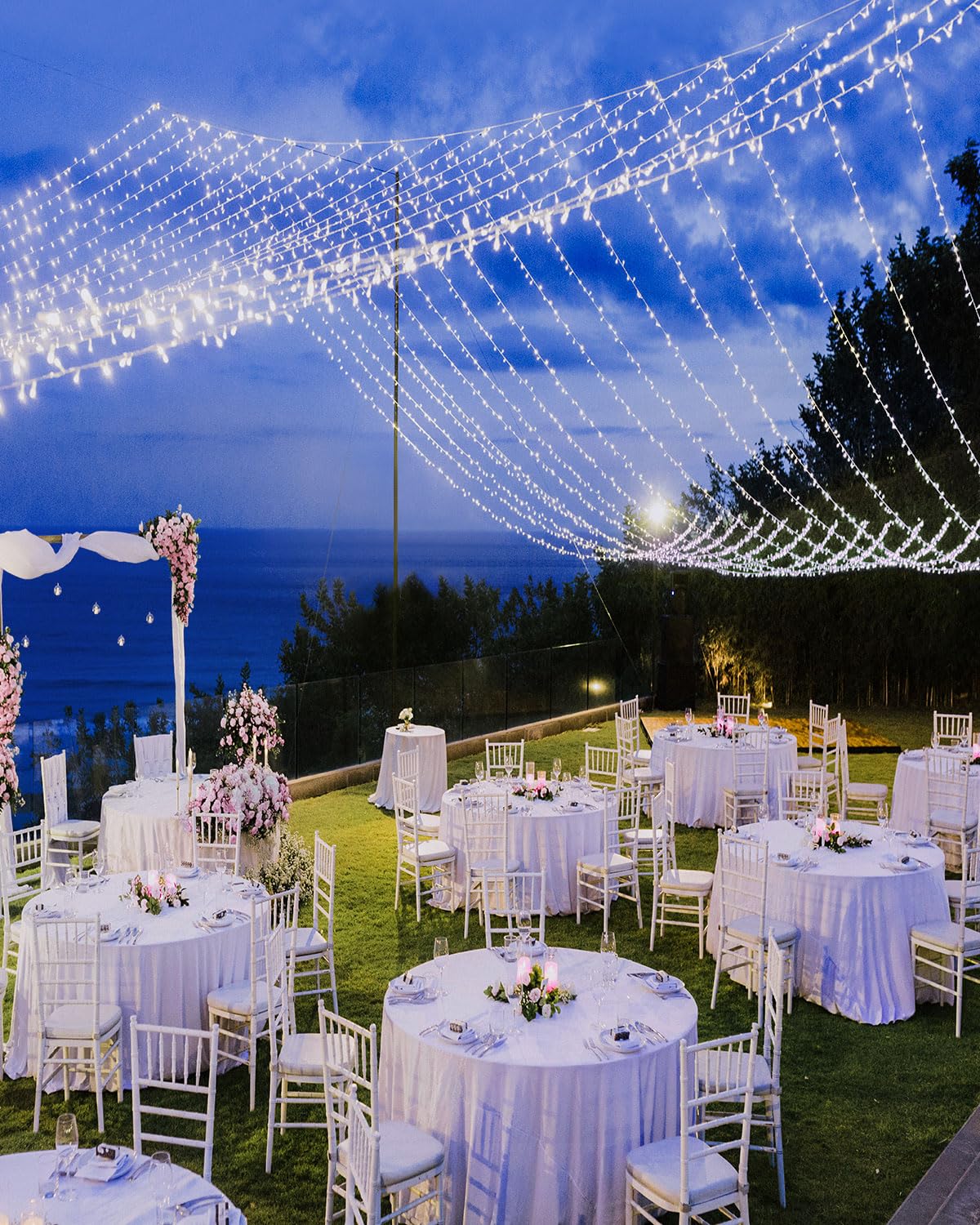 JIXXULVU 355FT 900 LED Christmas Lights, Waterproof Outdoor String Lights, Timer & Memory, Dimmable, Cool White, Model 300L