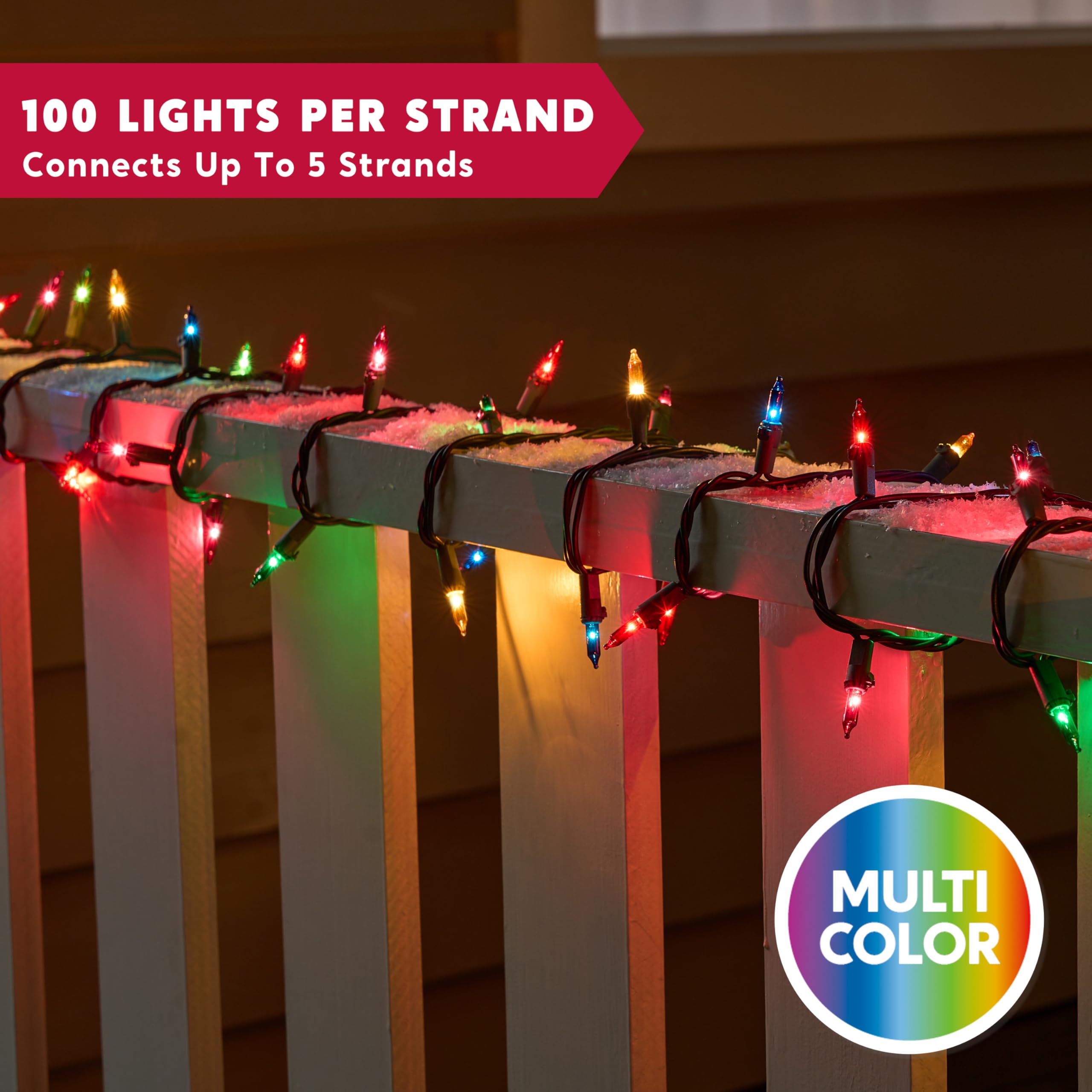 Joiedomi Christmas Lights Outdoor,42.6Ft Multicolor Christmas Tree Lights Outside,200(2X100) String Lights,Green Wire Xmas Lights For Decorations Indoor Holiday Theme Party Yard House