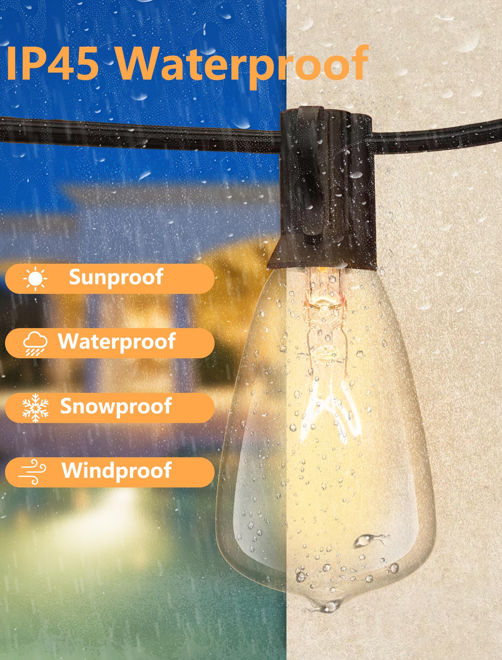 25 Pack Edison Light Bulbs, St35 Clear Glass Light Bulb Replacement, 5W E12 Screw Base Light Bulbs For Outdoor String Lights Pat