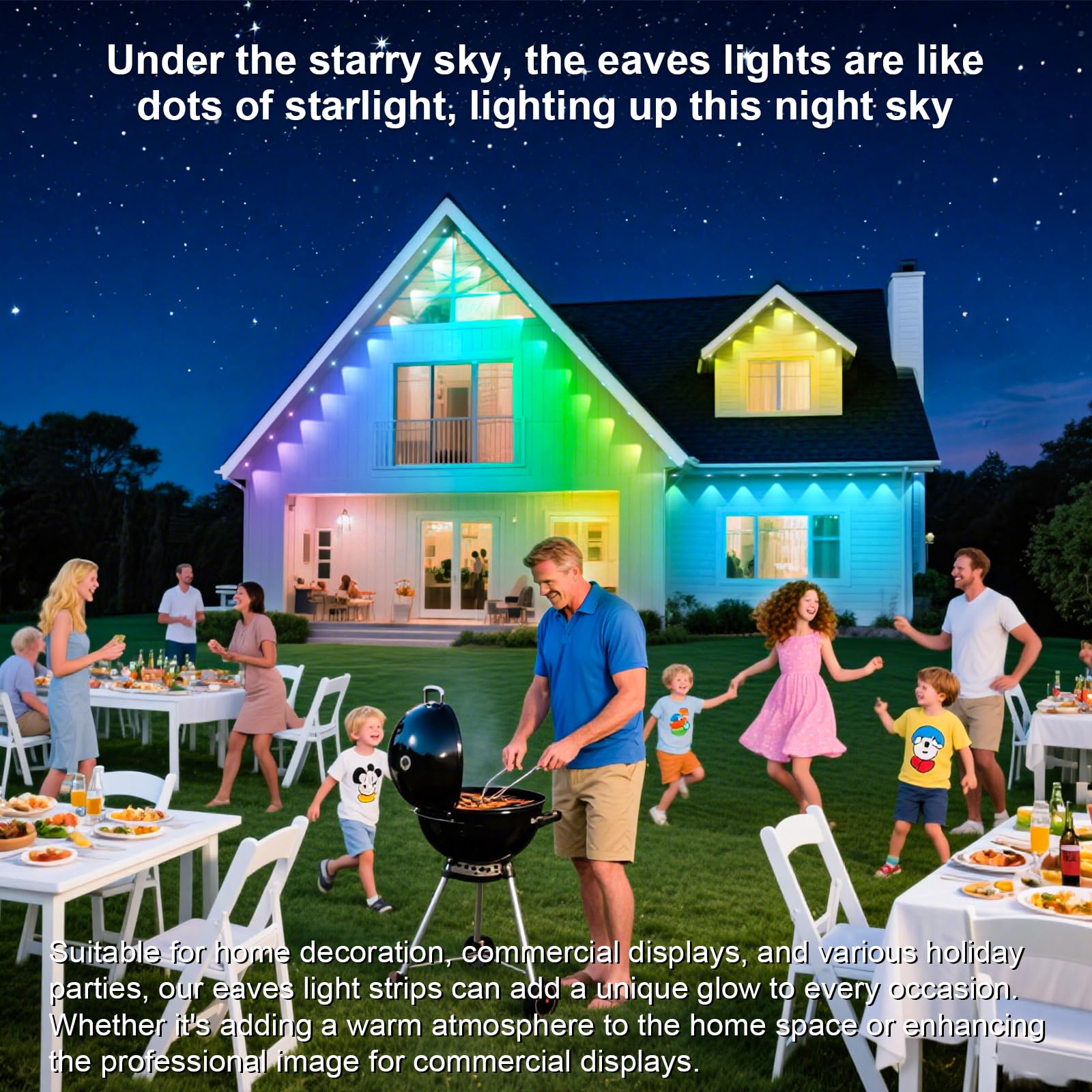 INZIDOL Permanent Outdoor Lights, 300FT RGB Waterproof Smart Lights for Roof, Christmas, Party with Remote APP Control