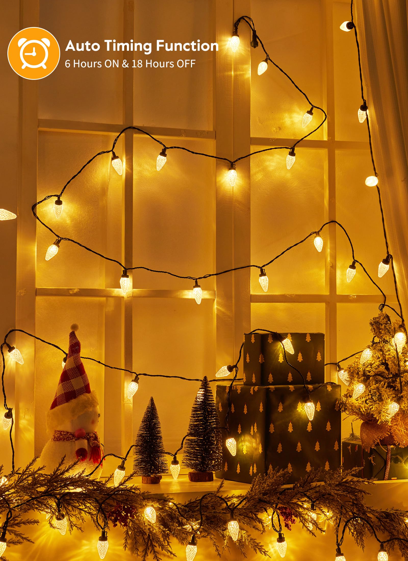 C9 Christmas Lights Outdoor, 114 Feet 150 Led C9 String Lights With Timer & 8 Light Modes, Waterproof Commercial Grade Connectab