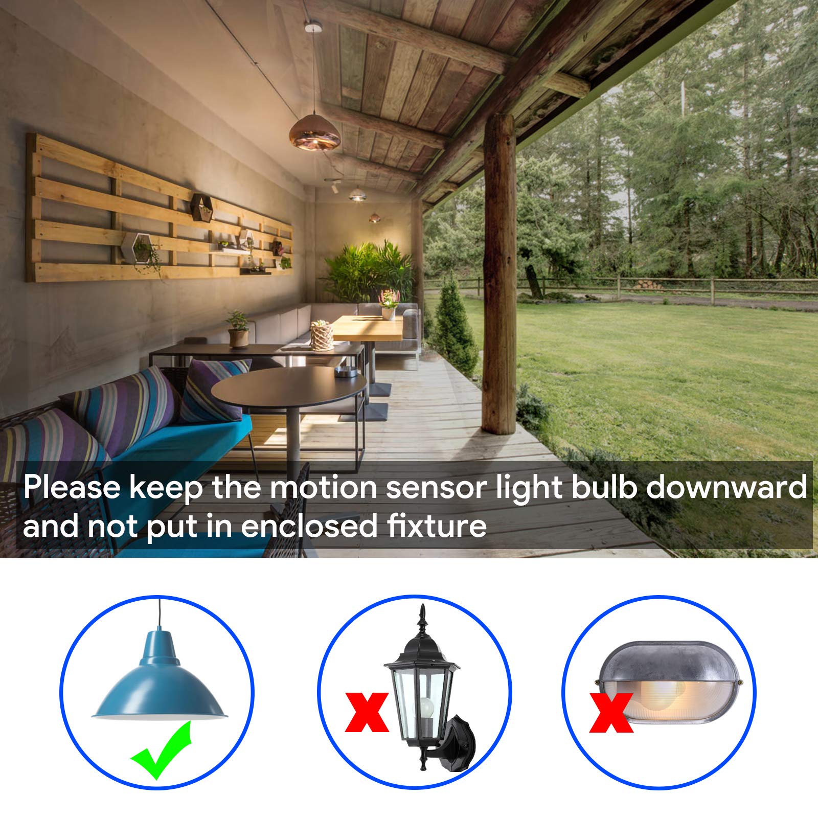 Energetic Motion Sensor Light Bulb, 8.5W (60 Watt Equivalent) E26 Motion Activated Dusk To Dawn Security Light Bulb For Front Do