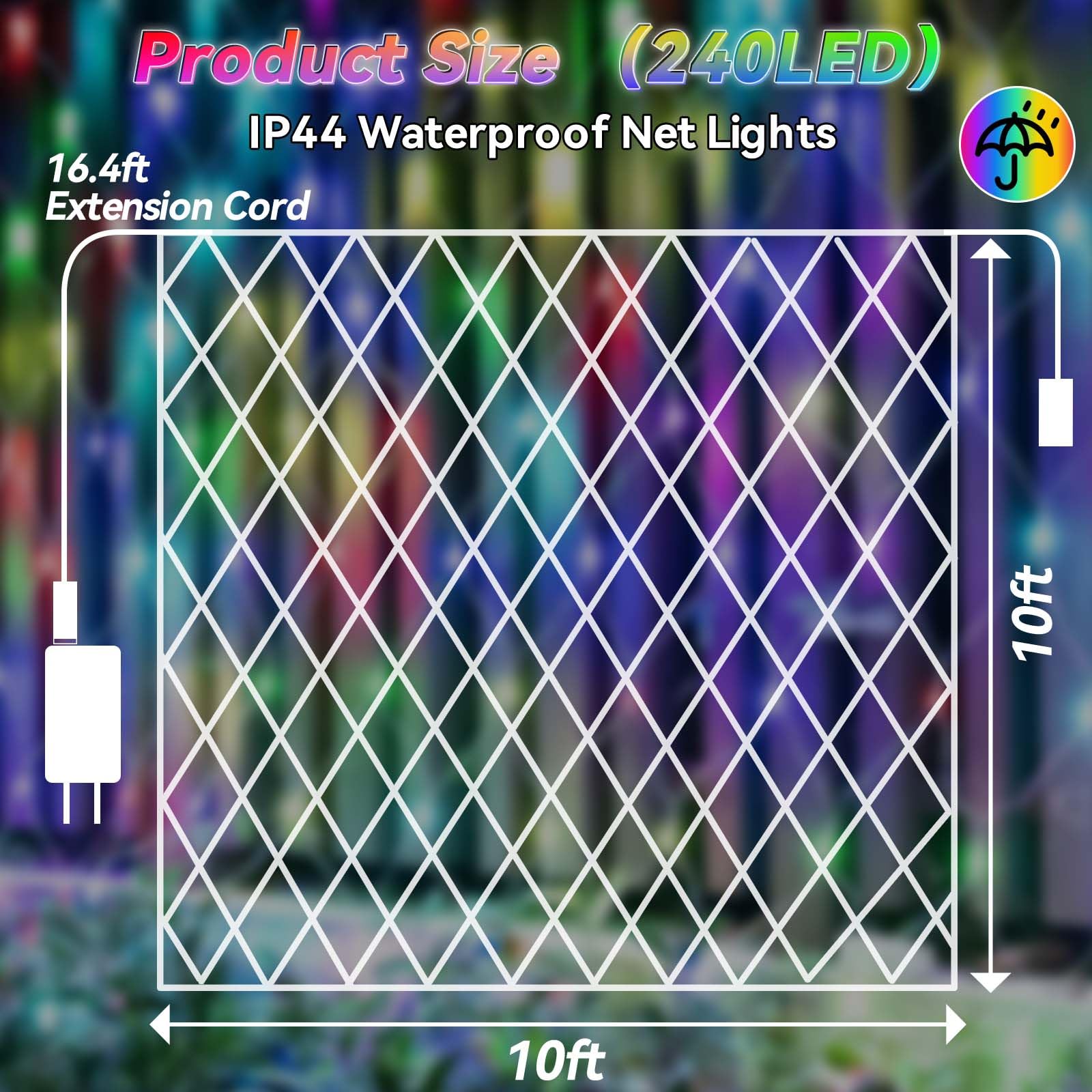 Lithome 10 X 10Ft Christmas Net Lights Outdoor  35 Colors Changing 240 Led Christmas Net Lights With Remote Connectable  9 Modes Rgb Mesh Light Plug In For Bushes  Xmas  Garden  Gazebo  Holiday Decor