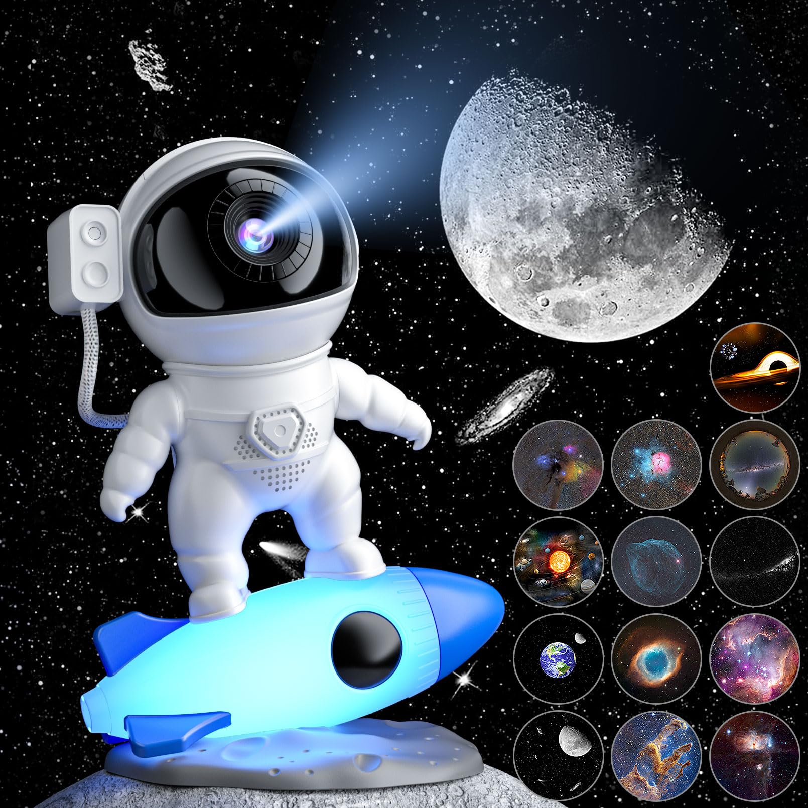 Chiclew 4K Astronaut Galaxy Projector, 360° Star Projector For Kids, Milky White Night Light