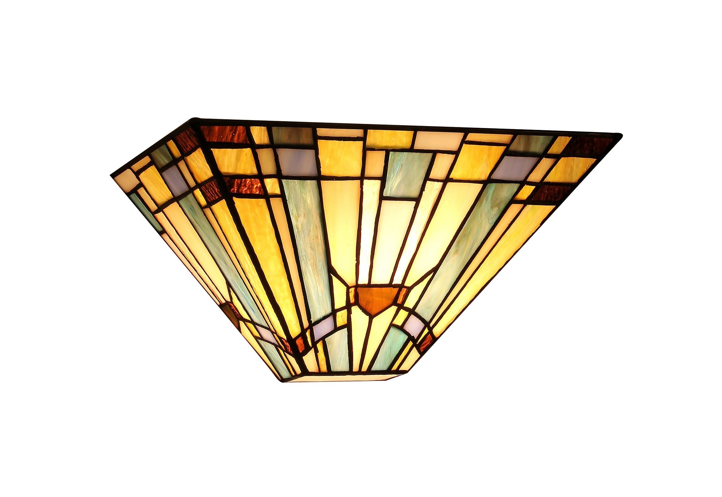 CHLOE Kinsey Tiffany-Style Mission Wall Sconce, 1-Light, 12-Inch Wide, Multicolor, Model CH33293MS12-WS1, Glass & Metal