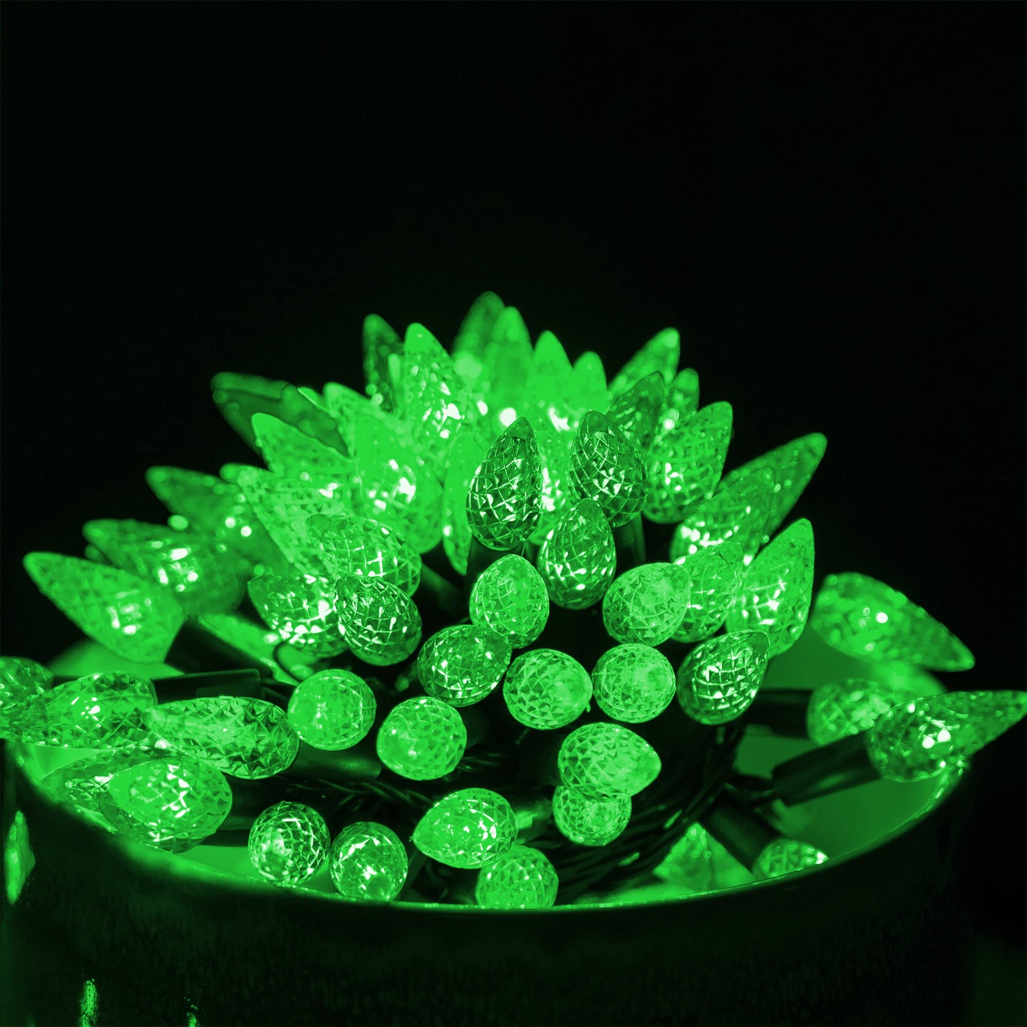 Dazzle Bright C6 Green Christmas Lights, 100 Led 33 Ft Outdoor Christmas Lights Waterproof Plug In With 8 Modes For Indoor Xmas