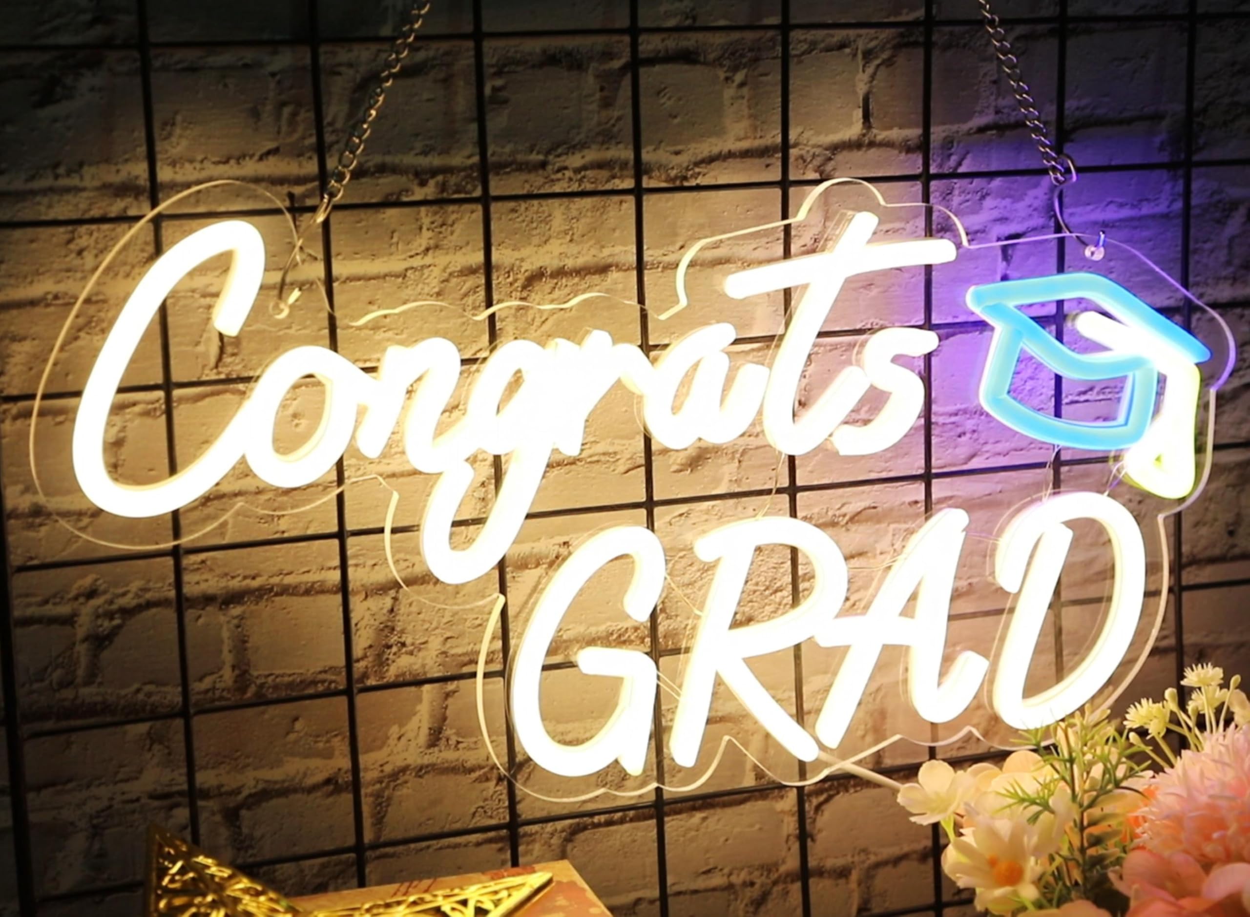 Hmasyo Congrats Grad Neon Sign With Cap  Graduation Decorations 2025 Congrats Led Sign Wall Decor Class Of 2025 Party Room Dorm Backdrop Celebration Gifts  Warm White  Usb Powered  Dimmable