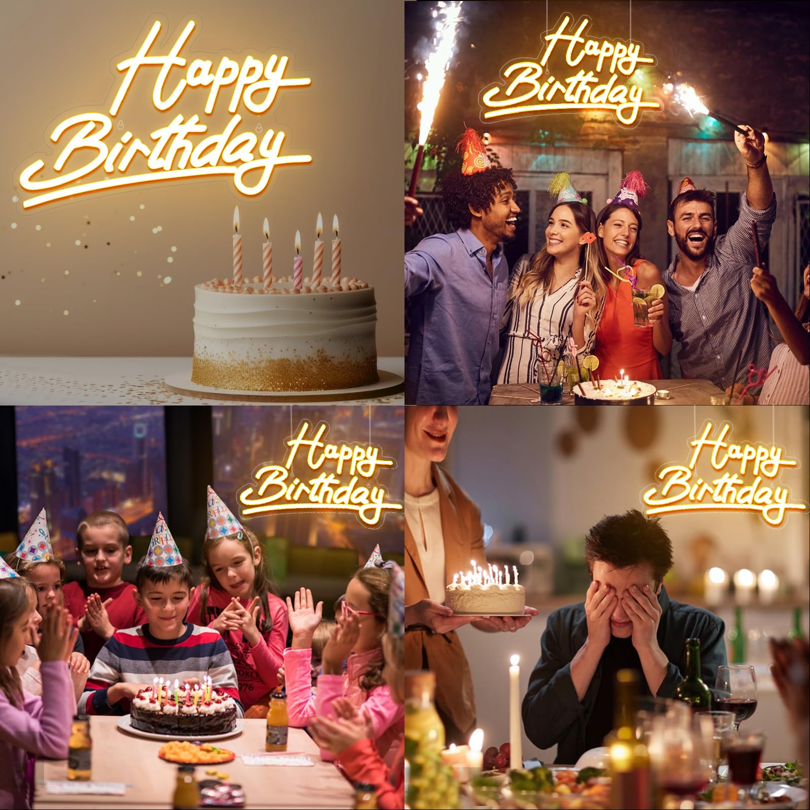 Shellvcase Neon Sign, Warm White Acrylic, USB & Battery Powered, 22.4inx14.3in, Adjustable Brightness for Birthday Parties & Celebrations
