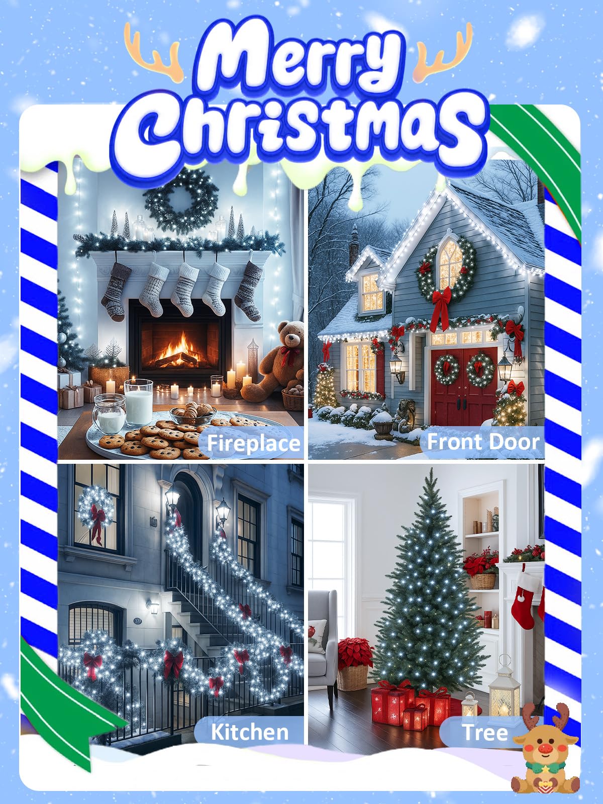 Voice Controlled Smart Christmas Lights Outdoor  75.8Ft 200 Led Extendable String Lights With 7 Voice Commands  12 Modes & Timer  Waterproof Christmas Decorations For Party Tree Garden (Cool White)