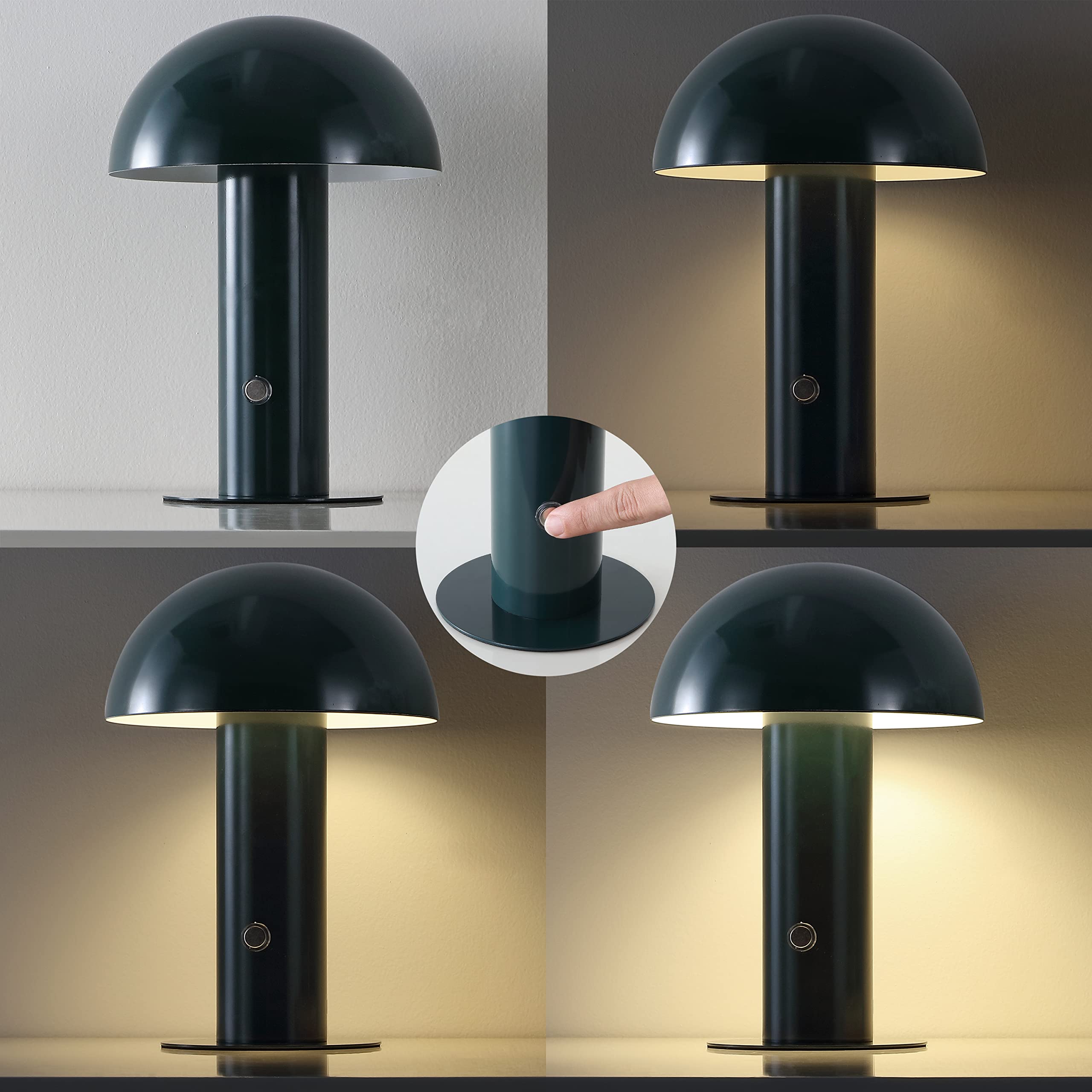 Jonathan Y Jyl7115D Boletus 10.75'' Contemporary Bohemian Rechargeable/Cordless Portable Iron Integrated Led Mushroom Table Lamp