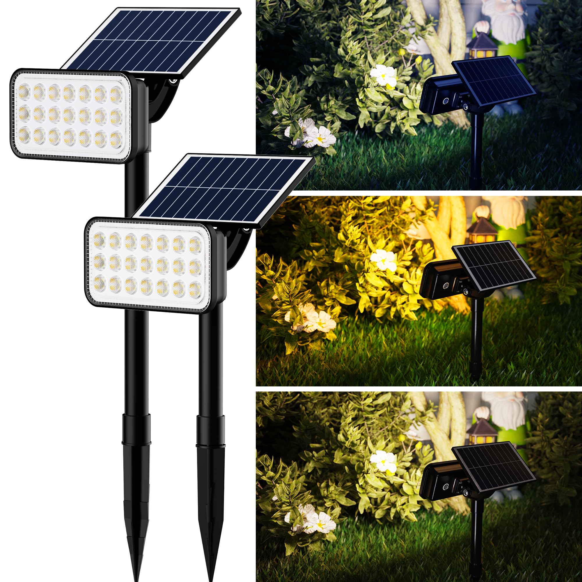 JACKYLED Solar Spot Lights Outdoor, 84 LEDs Solar Lights for Outside with 5 Modes Auto On/Off, IP65 Waterproof Solar Landscape S