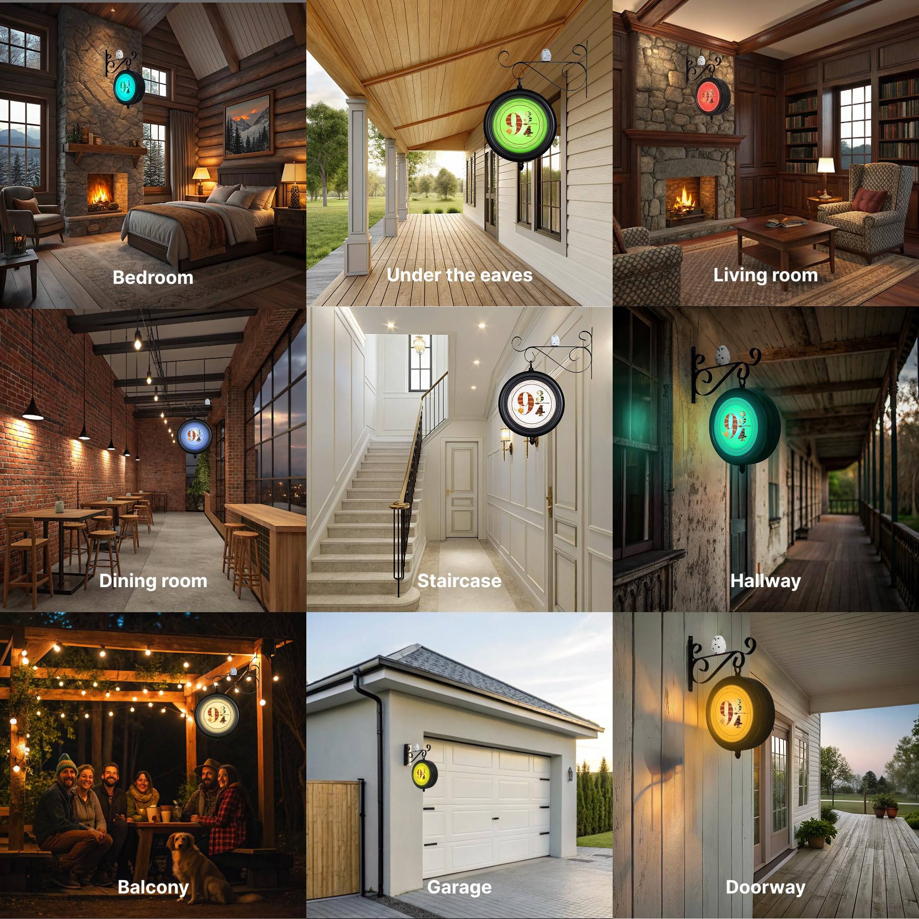 Harry Decorations Night Lights: Platform 9 3/4 Sign Double-Sided RGB Lighting - Wizard LED Lamp Decor - USB-C Rechargeable - Pot