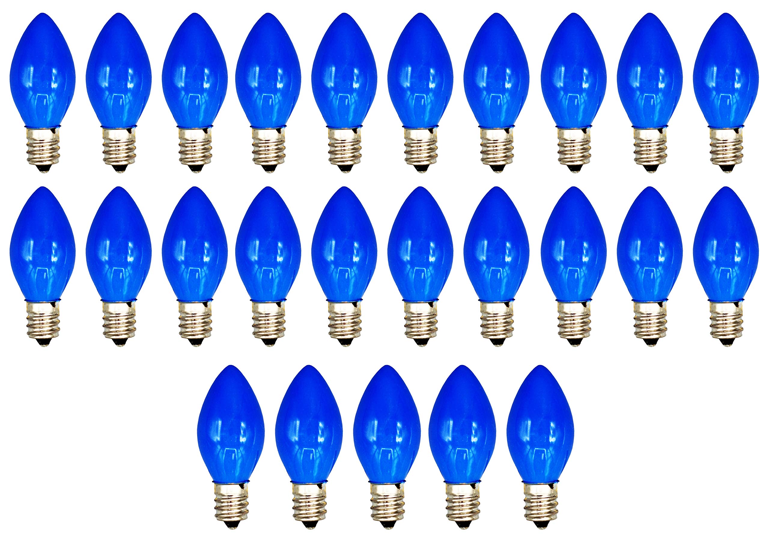 Creative Hobbies Pack Of 25 C7 Led Blue Replacement Light Bulbs, 0.7W Ceramic Led Vintage Light Bulbs For C7 Outdoor String Ligh