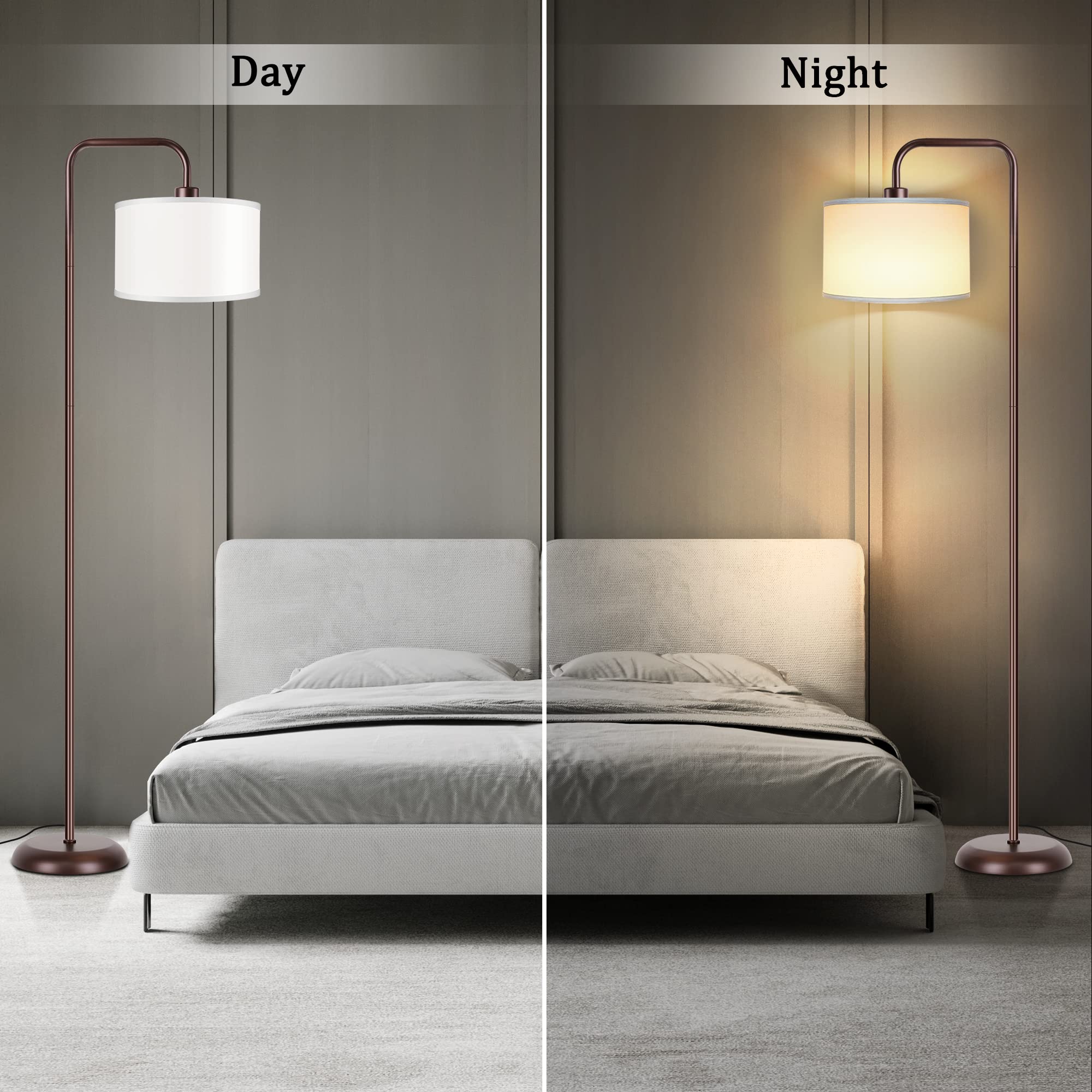 Partphoner Led Floor Lamp - 3 Color Temperatures, Foot Switch, 9W Bulb, Oil Rubbed Bronze