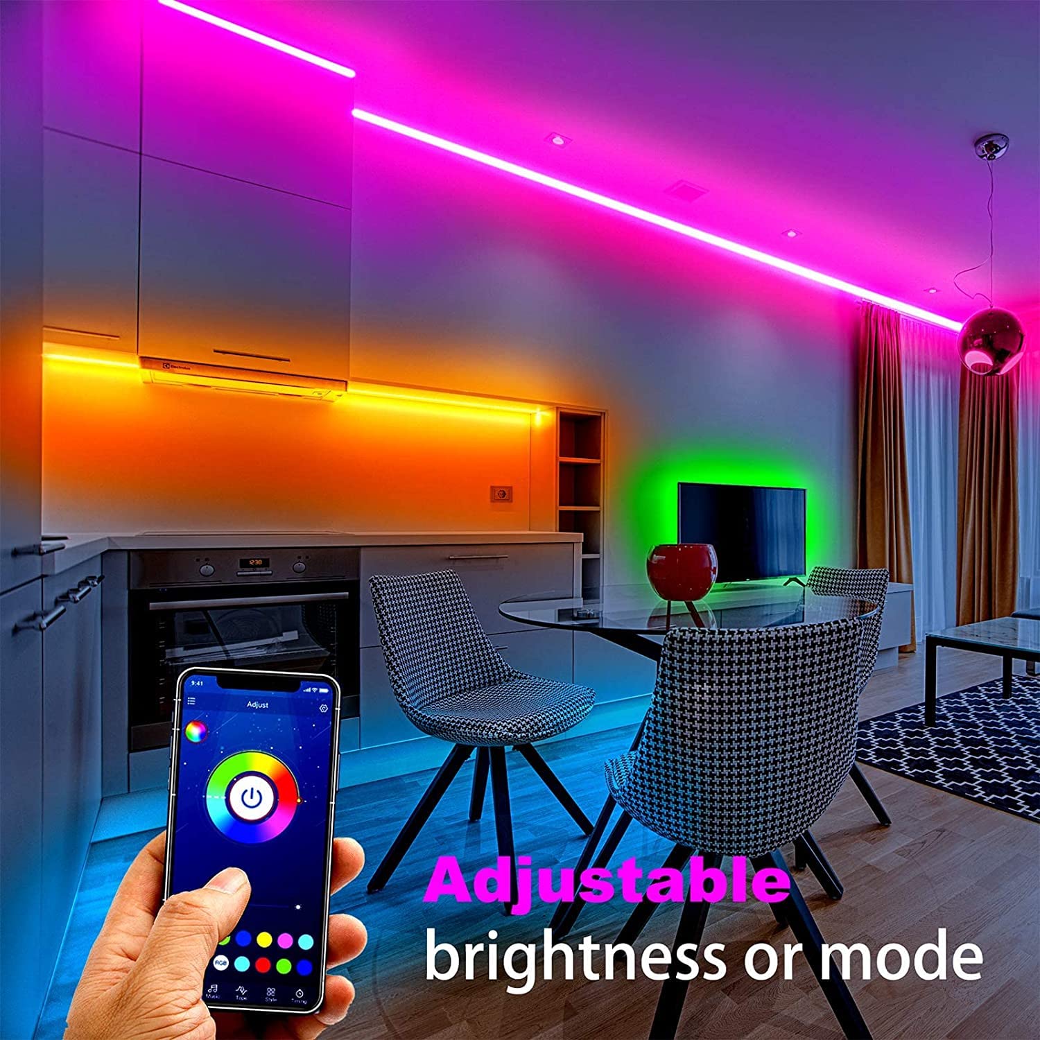 Dalattin Led Strip Lights 200Ft, Bluetooth Control, Color Changing, Music Sync, Multicolor, Vinyl Material, Aacf0241520W-Jaus0