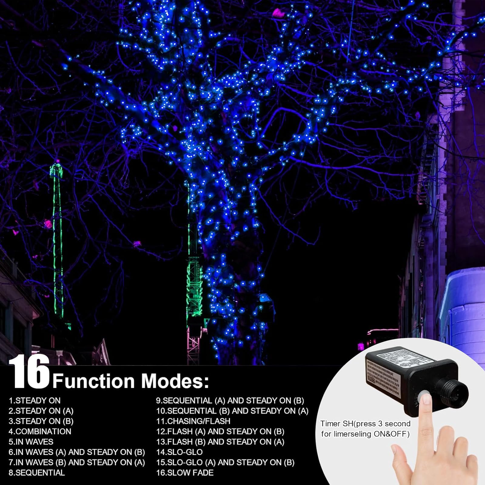 Lamphome 33Ft Christmas Decorative Mini Lights  100 Led Transparent Wire Fairy Starry String Lights Plug In  11 Lighting Modes  For Indoor Outdoor Xmas Tree Wedding Party Decoration (Blue)