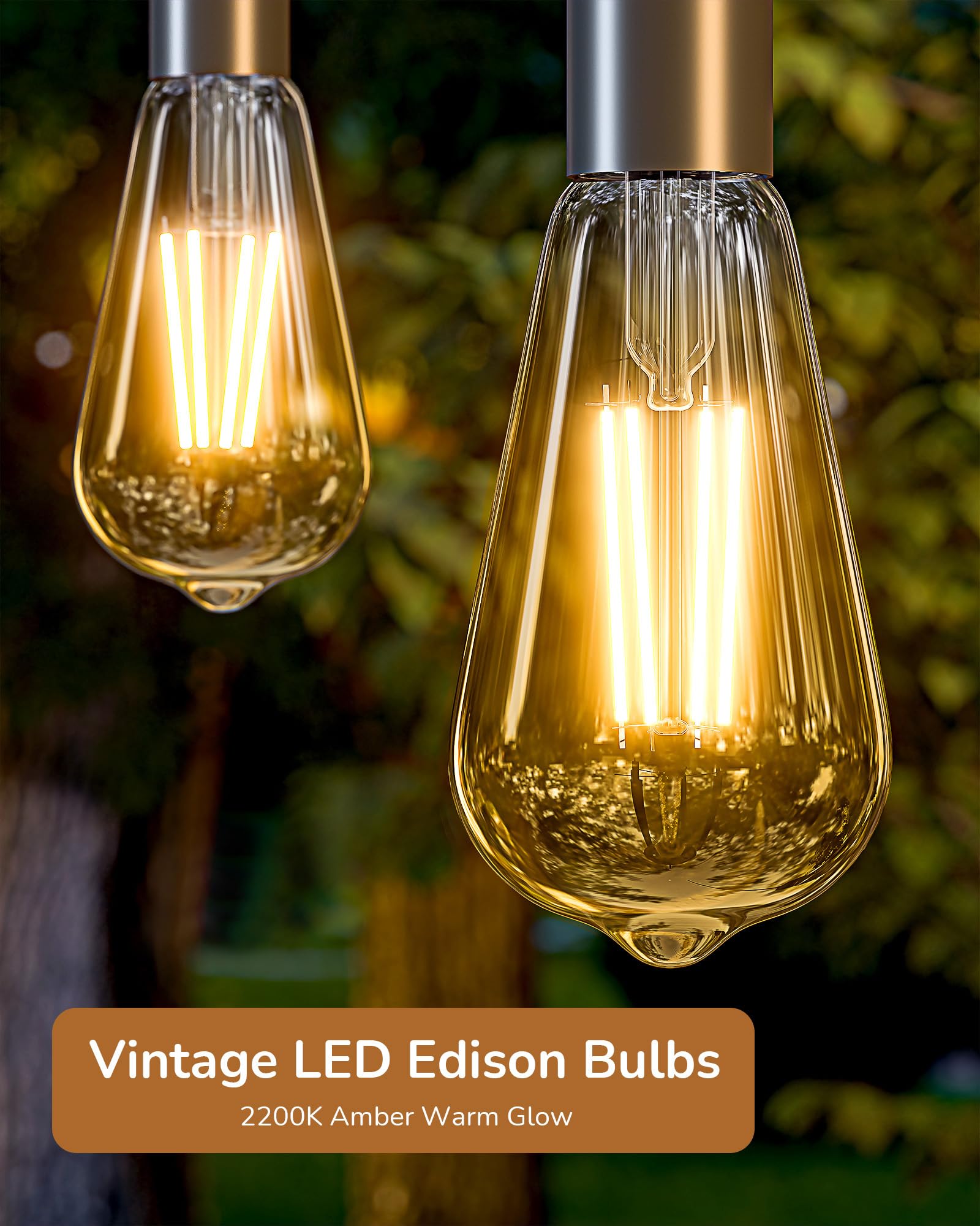 Edishine 6 Pack Vintage Led Edison Bulbs 8W Equivalent 60W, St64 Dimmable Led Light Bulbs, 700Lm 2200K Amber Warm Light E26, Dec