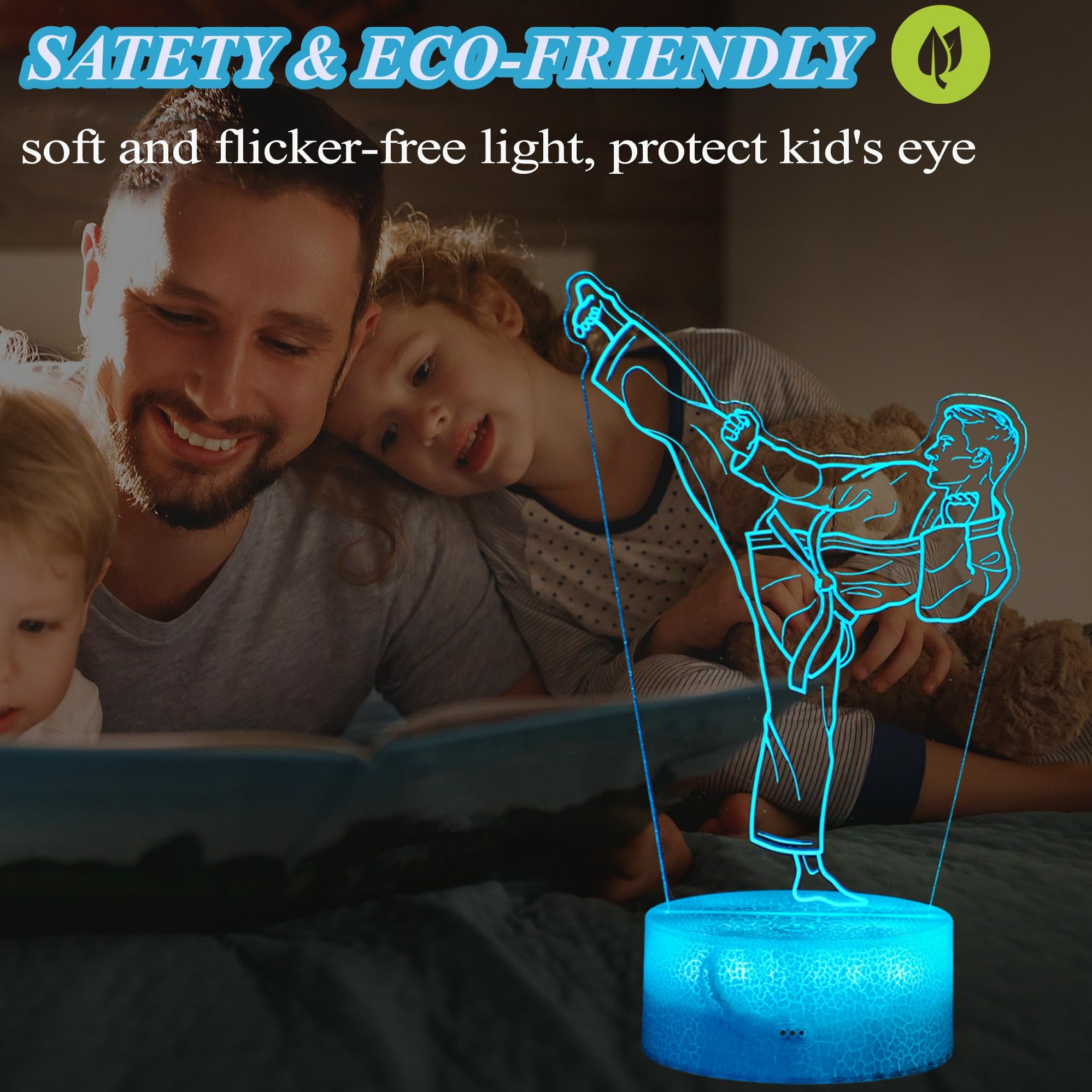 Posshe Karate Night Light, Karate Gifts, Taekwondo 3D Illusion Lamp With 16 Colors Changing, Remote Control And Dimmable, Kids B