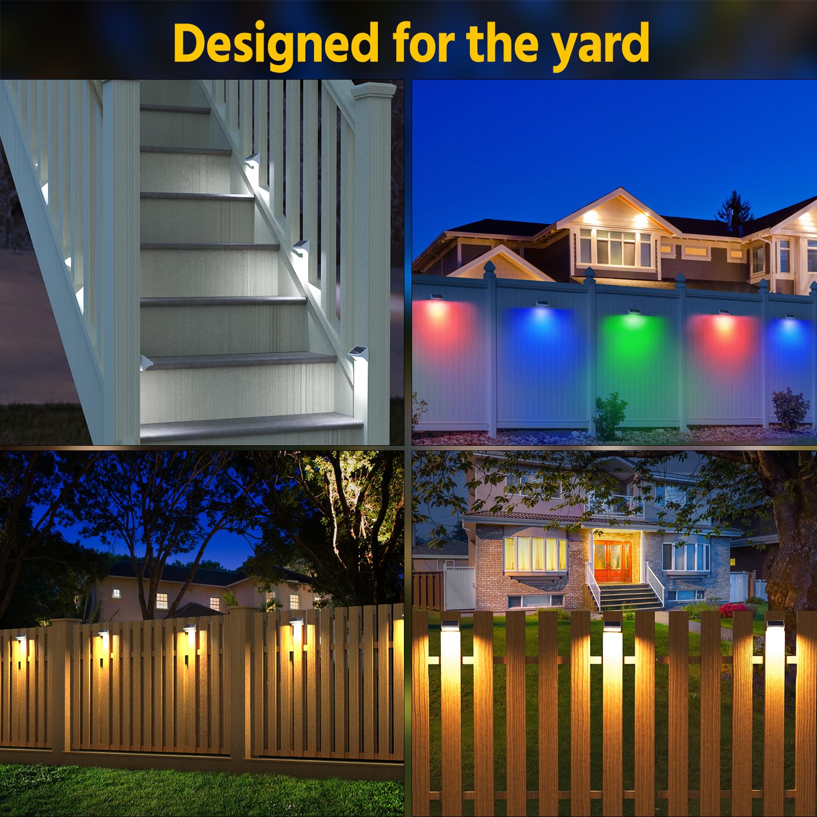 Niorsun Fence Solar Lights Outdoor,Solar Lights Fence With Warm White/Cool White/Rgb Mode,Bigger Size And Brighter 1500Mah,Fence