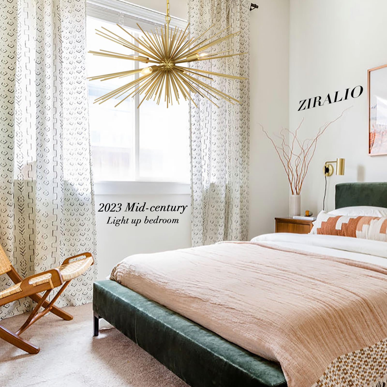 Ziralio Large Gold Sputnik Chandelier 30In Modern Dining Room Chandelier Light Fixture For Bedroom, Foyer, Kitchen, Entryway, Study Room