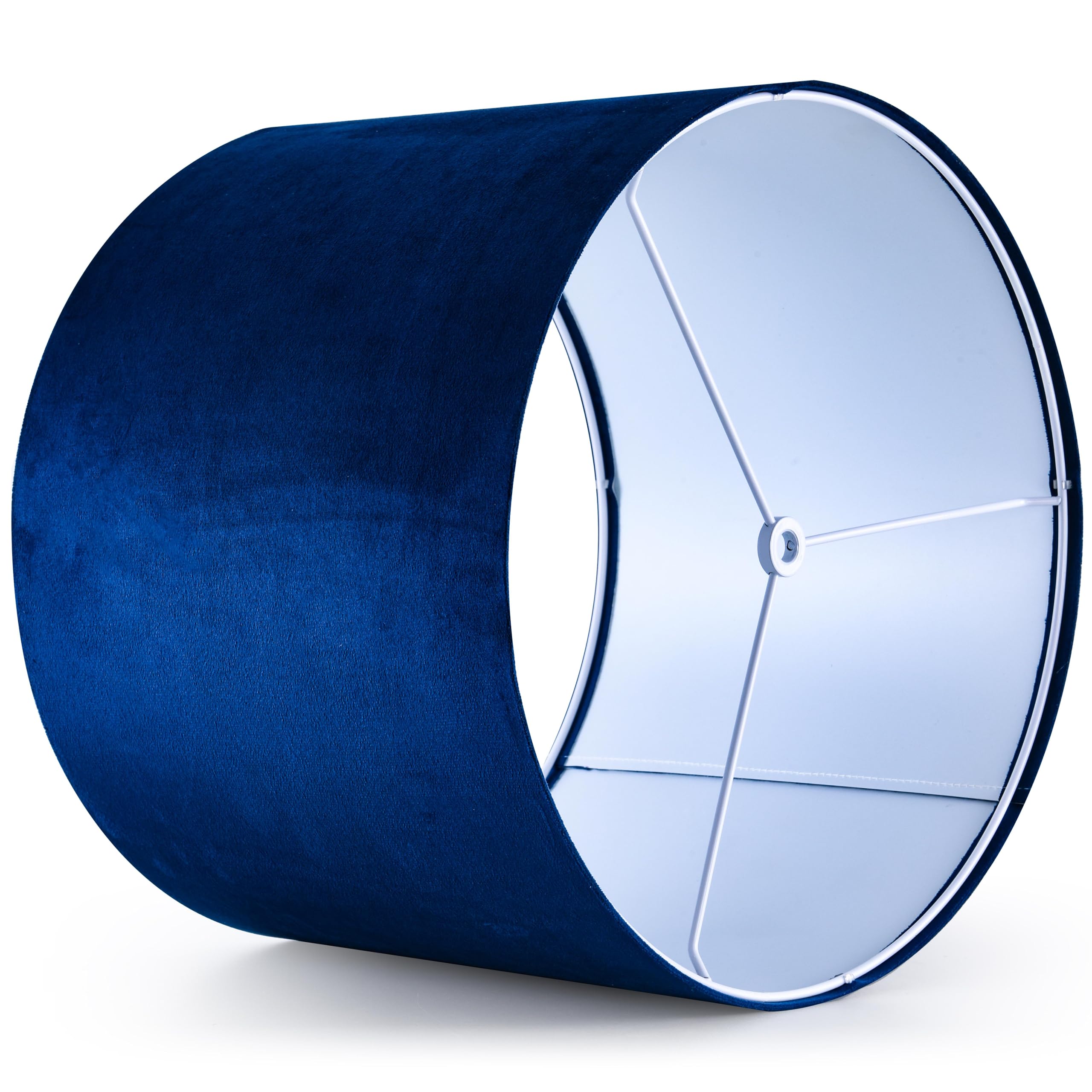 Go&So Large Drum Lamp Shades Set Of 2 Blue Velvet Lampshade 16''Top?16''Bottom?12''High(Spider) Modern Lamp Shades For Table Lam
