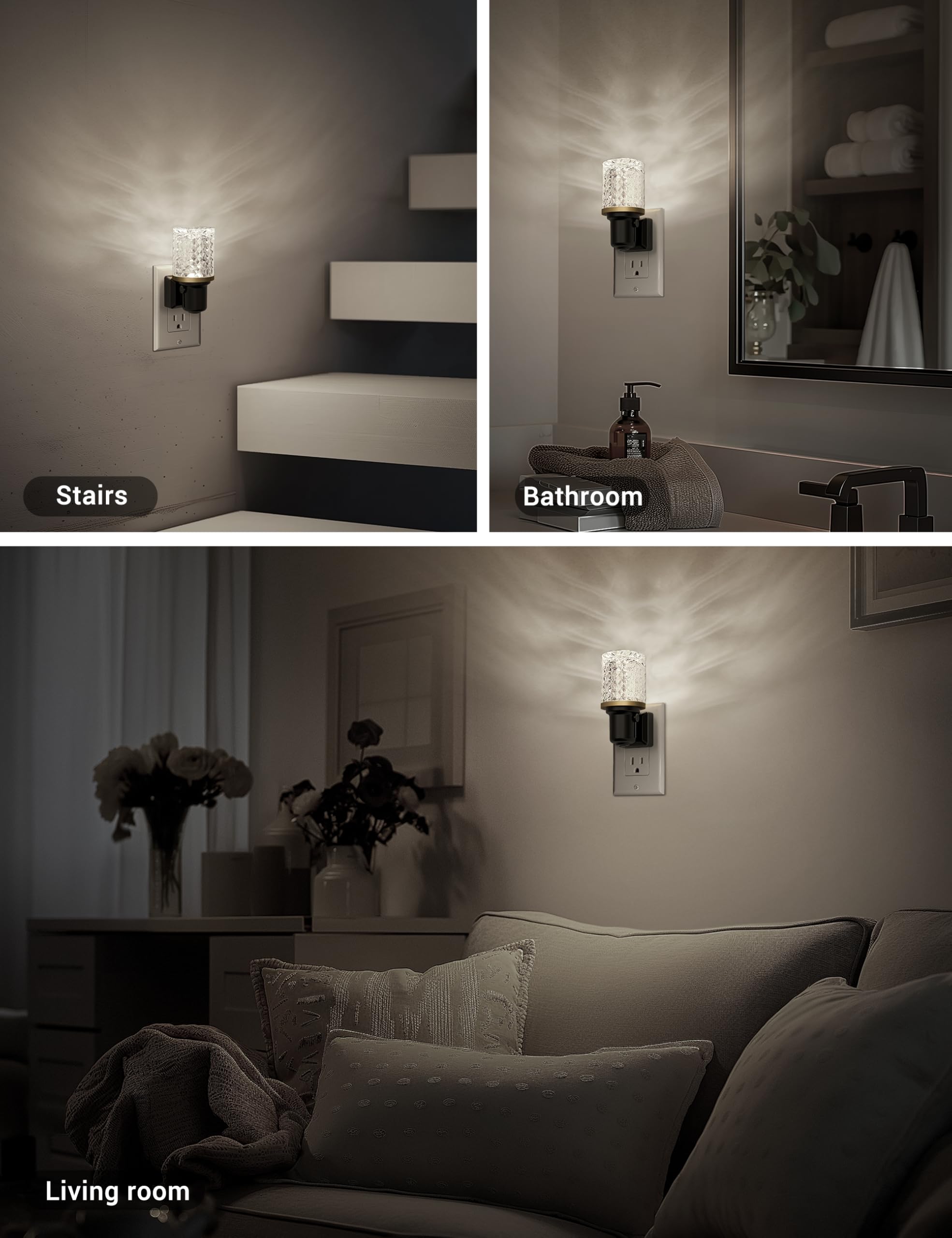 JandCase LED Night Light, Dimmable Wall Plug, Auto On/Off Sensor, 5000K White, 1 Pack, Model C-GY22003ZSUS