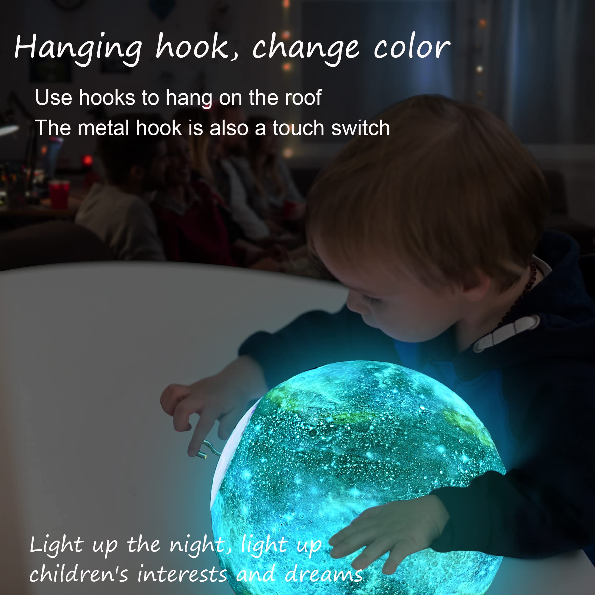 Hyodream 7.9 Inch Large Moon Lamp Galaxy Starry Moon Night Light With Touch And Remote Control 16 Colors As Cool Lamp Gift For B