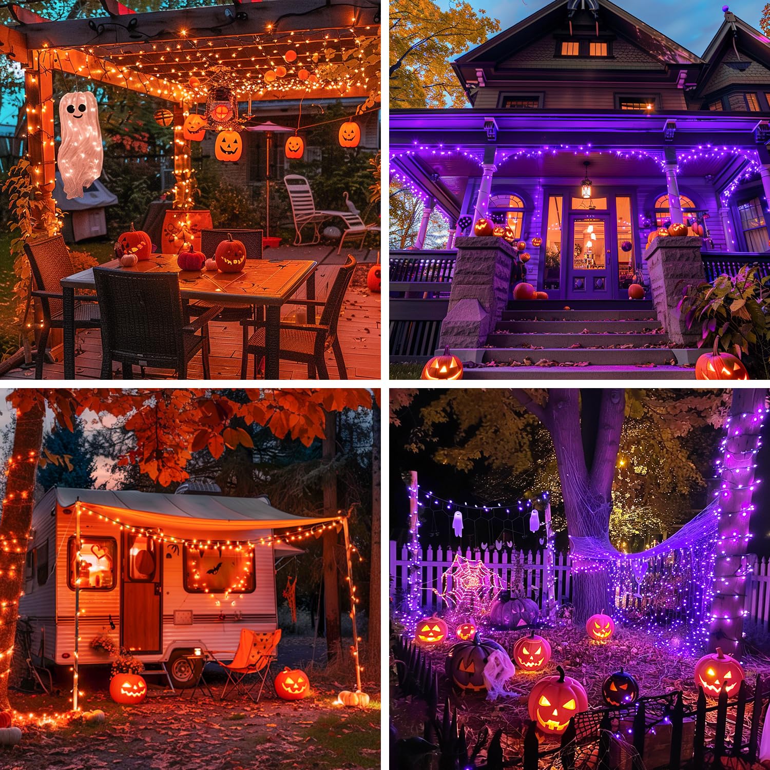 JMEXSUSS Christmas String Lights, 500 LED Color Changing, 173ft, Waterproof, Orange & Purple, 11 Modes, Model EXS-S-0500-R