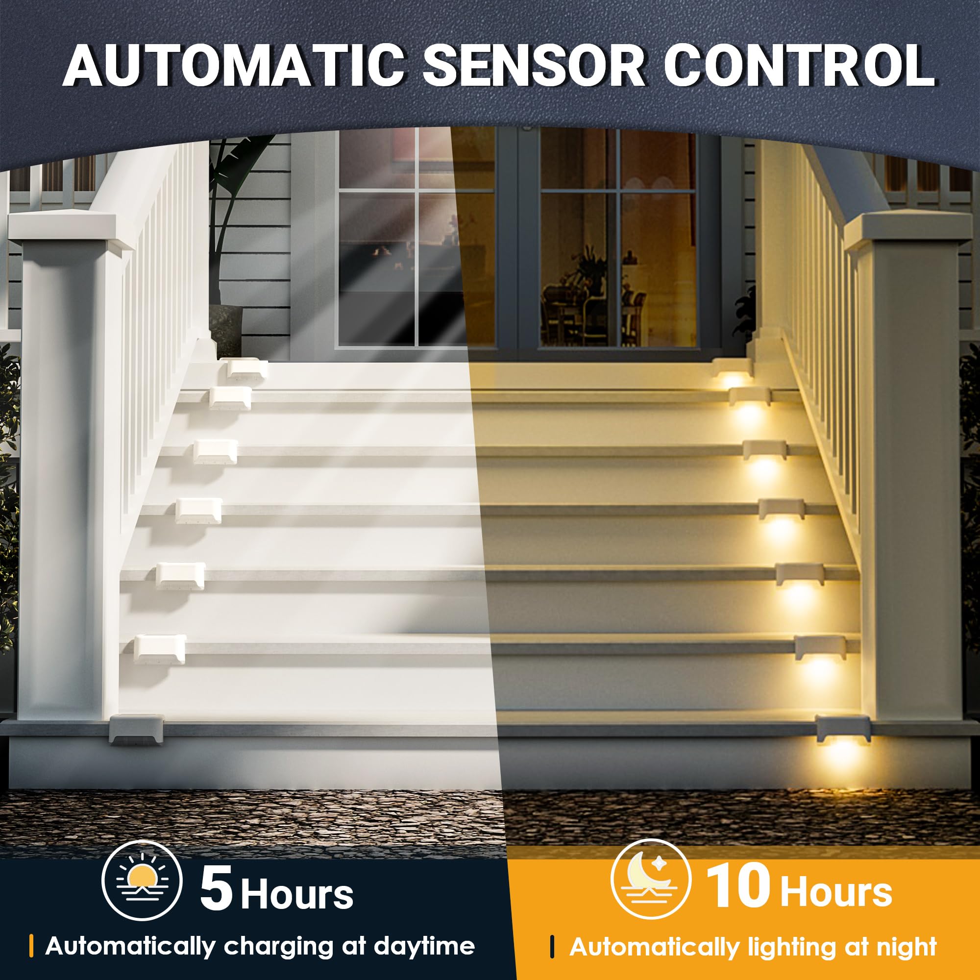 Solpex Solar Fence Lights Outdoor 16 Pack, Solar Step Lights Waterproof Led Solar Lights For Outdoor Stairs, Deck, Fence, Yard,