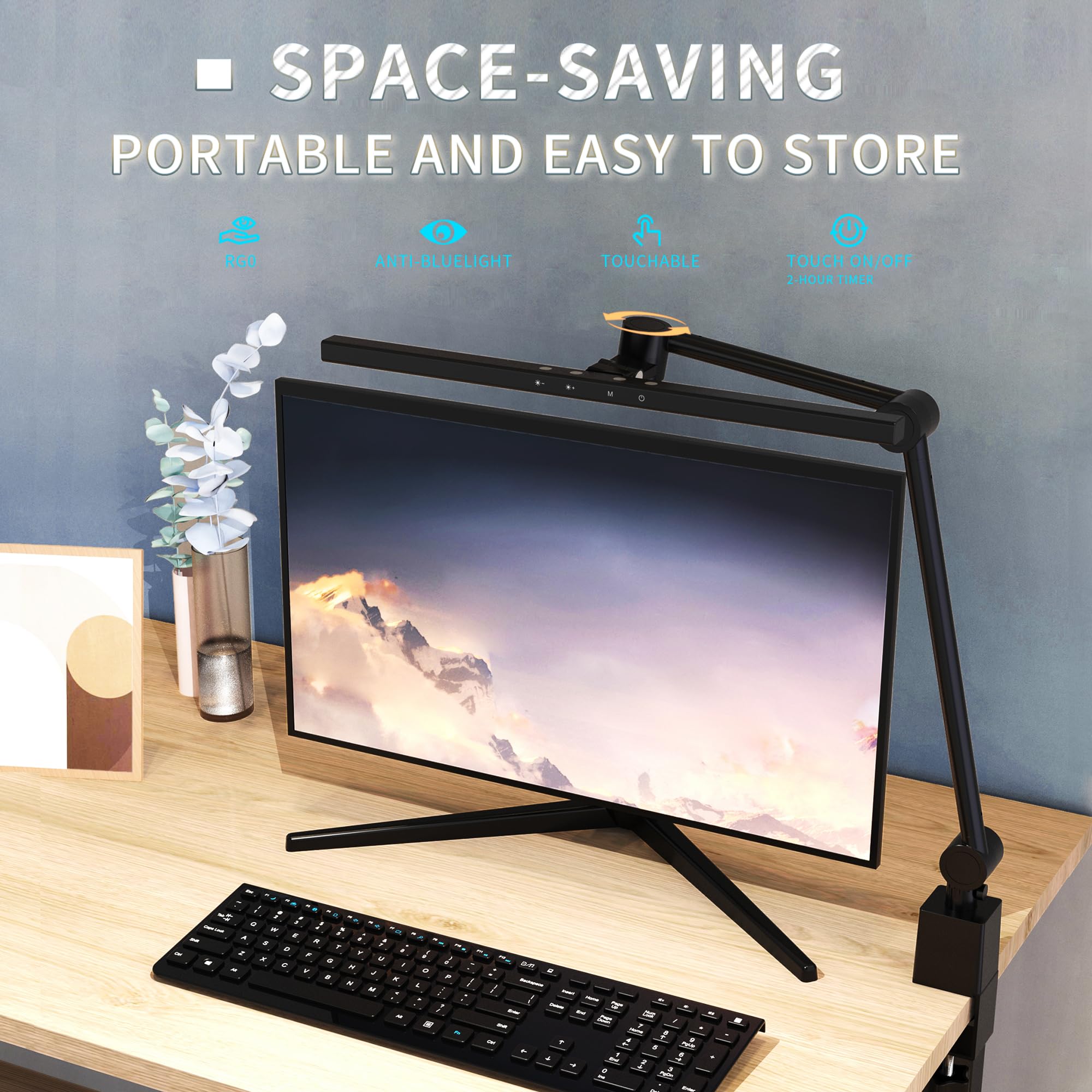 Melifo Led Desk Lamp With Clamp,Monitor Light Bar,Eye-Caring Desk Light,Ultra High Definition And Brightness Table Light,5 Modes 20 Brightness,No Screen Glare&Reduce Eye Fatigue For Reading,Study.