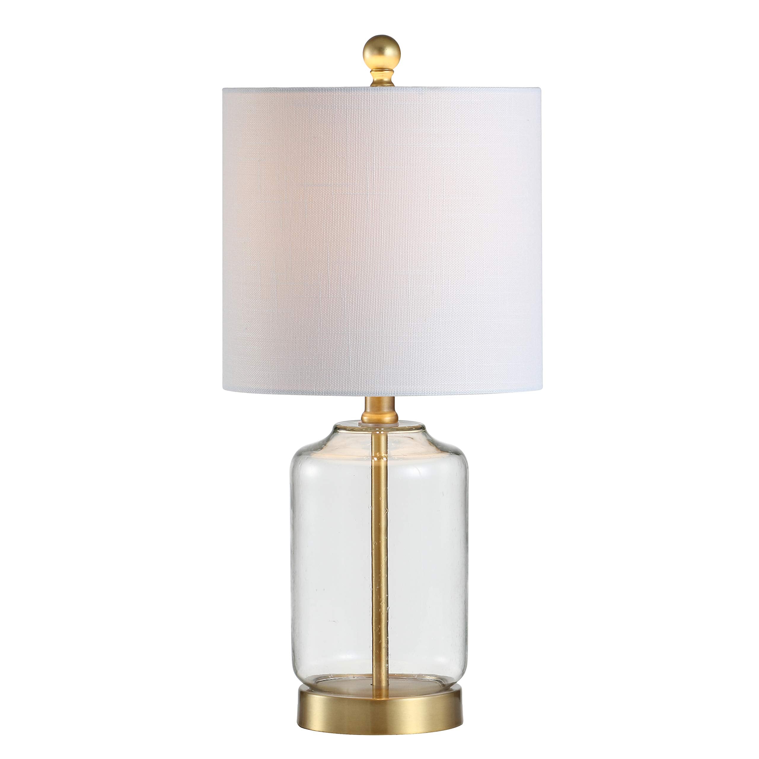 JONATHAN Y JYL1033A Duncan 20.5 Glass/Metal LED Table Lamp Glam Cottage Bedside Desk Nightstand Lamp for Bedroom Living Room Office College Bookcase LED Bulb Included  Clear/Brass Gold