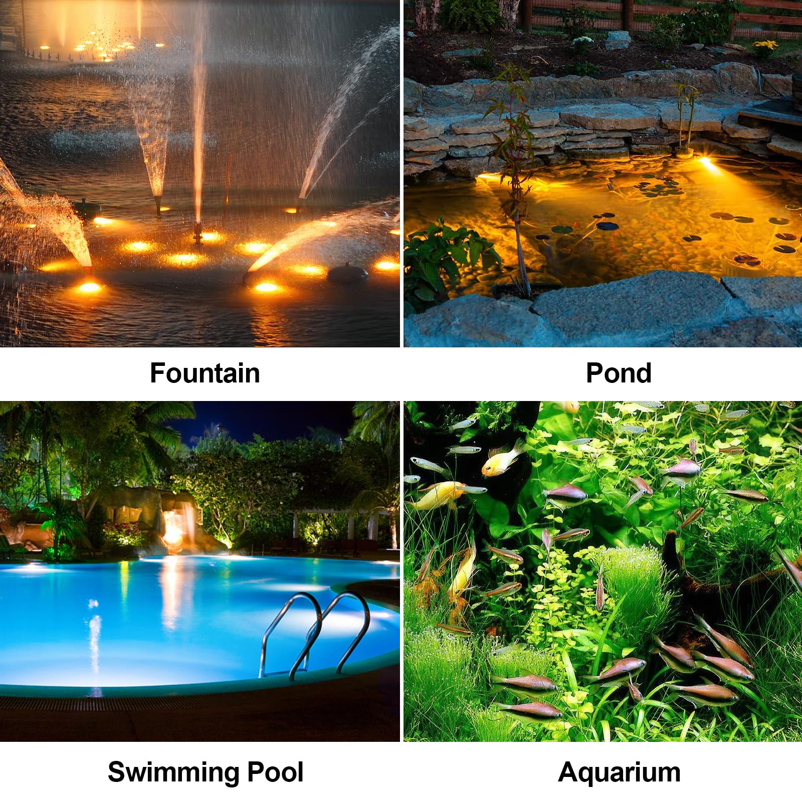 Poposoap Solar Pond Lights, 3-In-1 Warm White Underwater Pond Lights, Ip68 Waterproof Led Landscape Spotlights For For Pond, Garden, Patio, Fountain, Pool, Waterfall Decoration(3 Head Lamp)