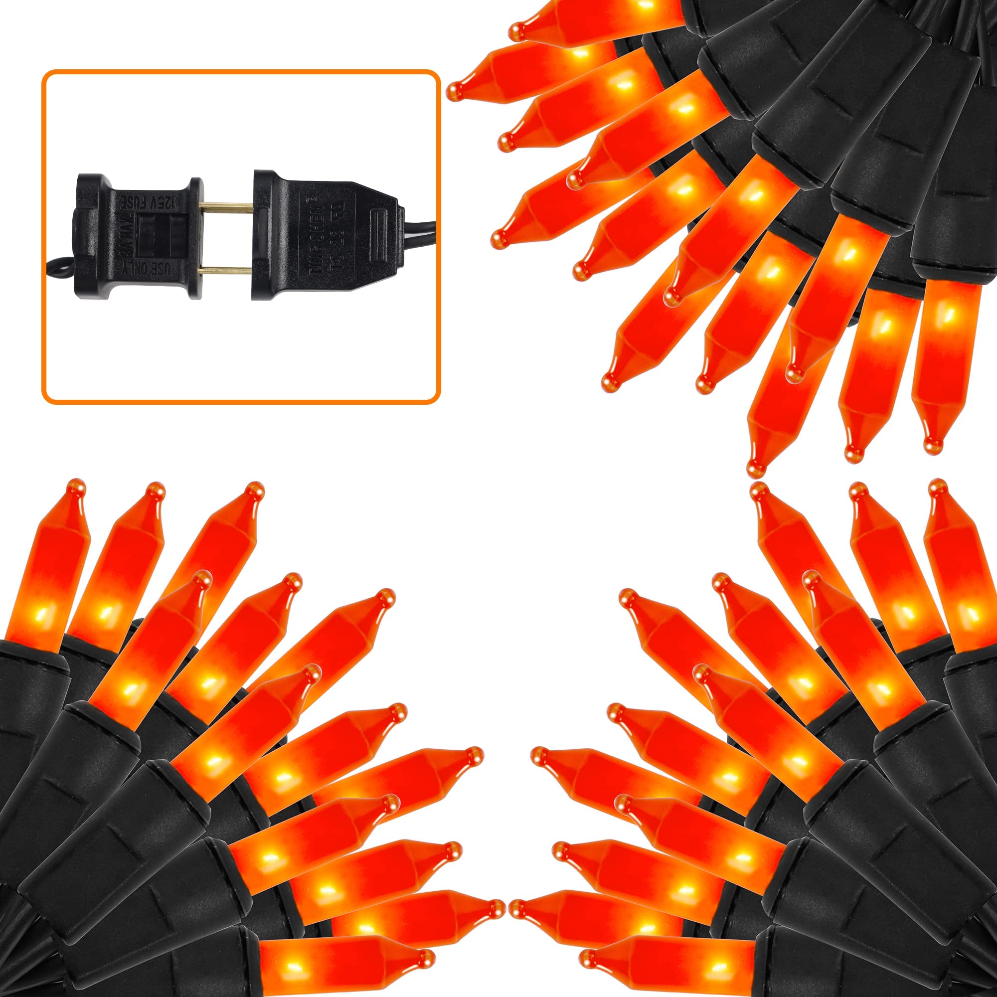 Ljlnion 3 Pack Halloween Lights Outdoor, Each 33Ft 150 Count Black Wire Incandescent Fairy Mini Lights, 120V Ul Certified Clear