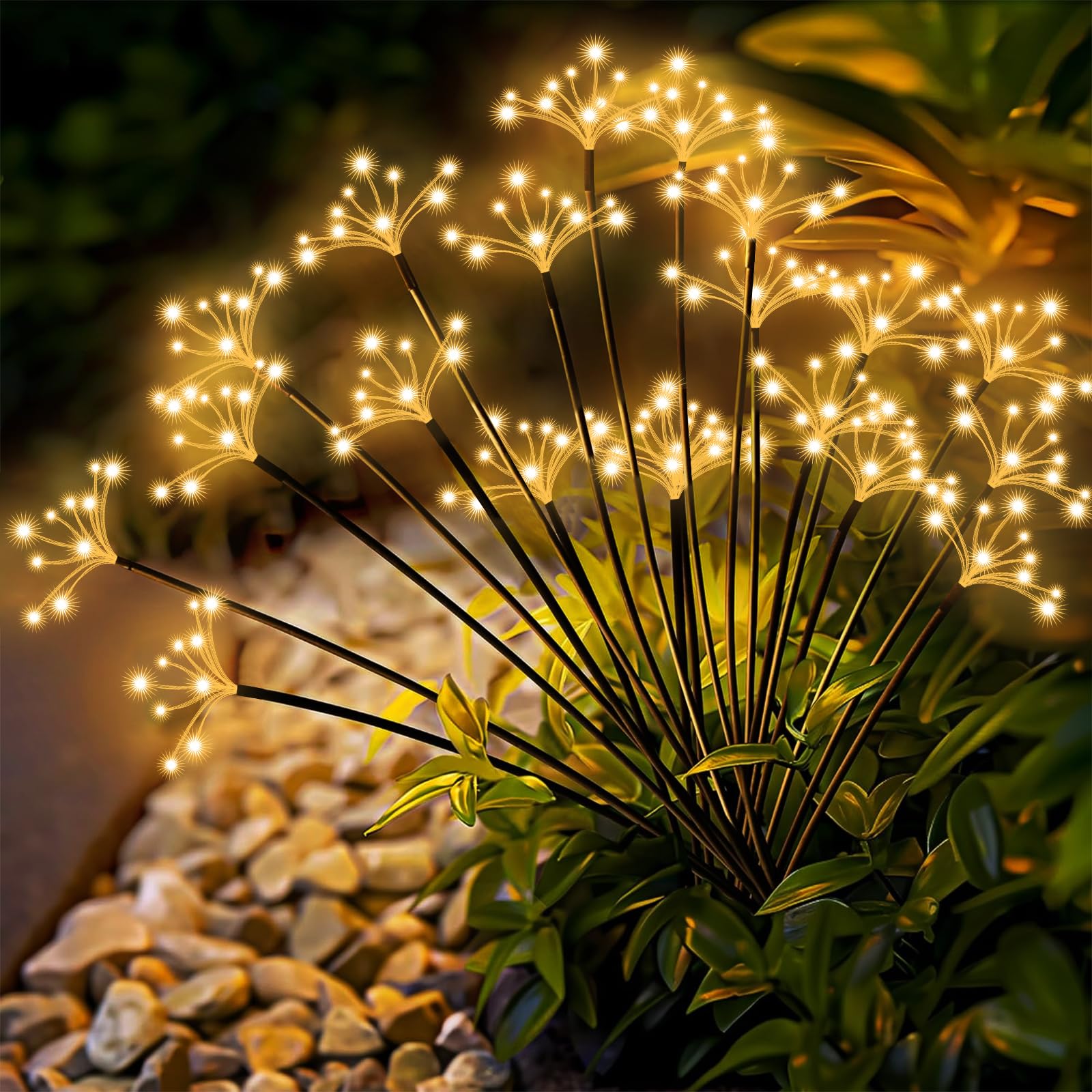 Solar Garden Lights 2 Pack Waterproof Solar Swaying Starburst Light Outdoor Lights for Yard Patio Walkway Pathway Party Wedding 