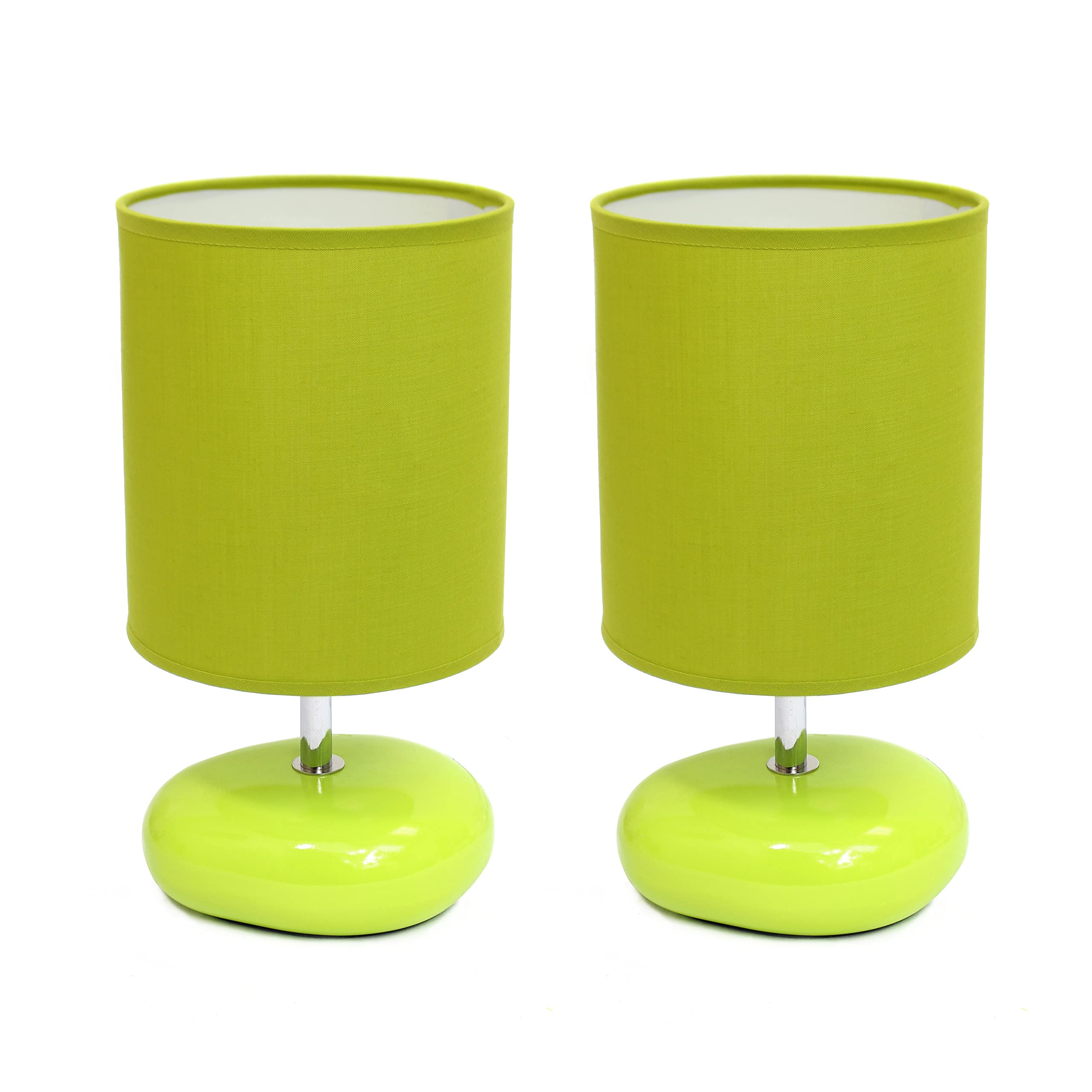 Simple Designs Lt2005-Grn-2Pk Stonies Small Stone Look Table Desk Bedside 2 Pack Lamp Set, Green