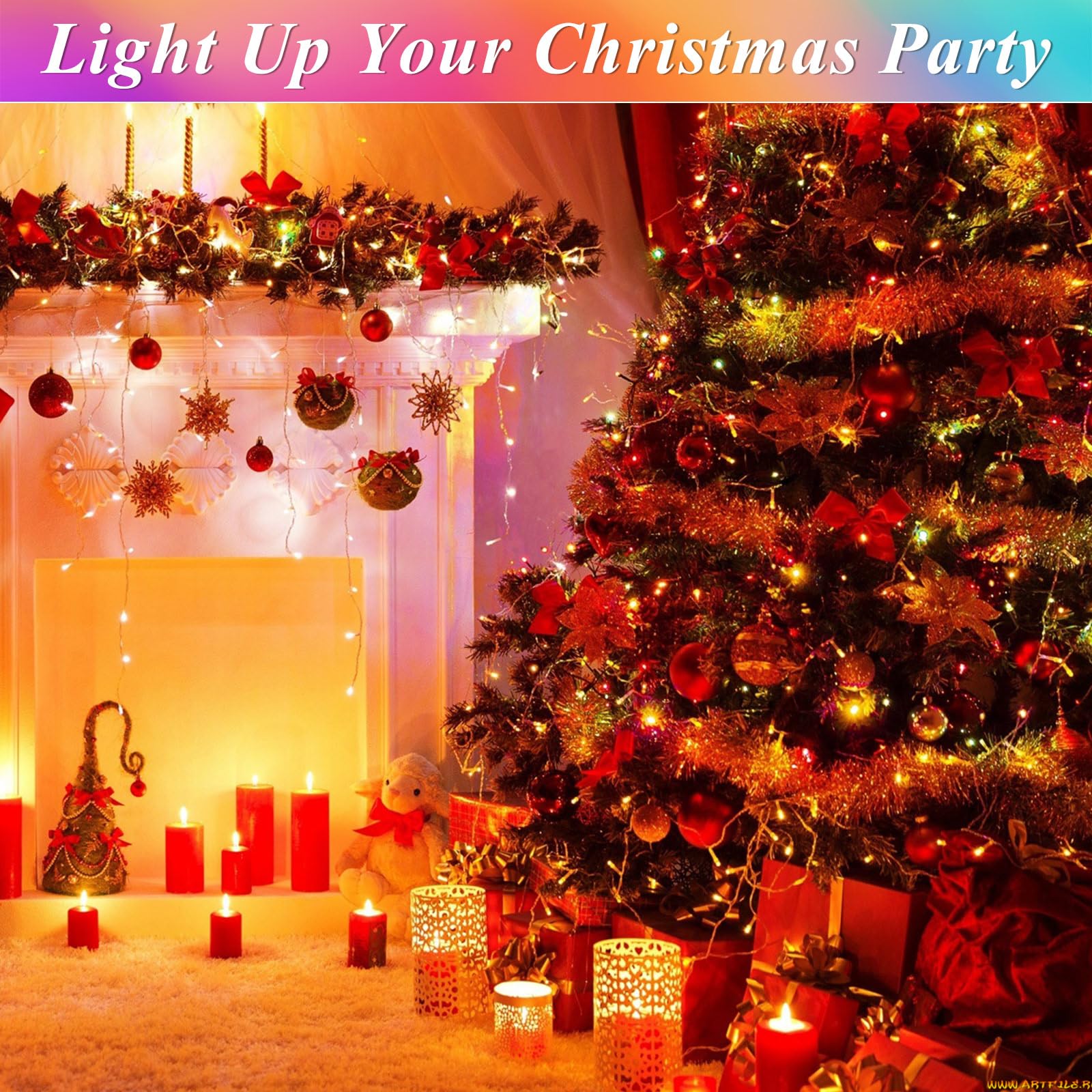 300 Led Color Changing Christmas Lights  35 Colors 98Ft String Lights Halloween Decorations  Waterproof Twinkle Fairy Light Clear Wire For Bedroom Indoor Outdoor Holiday Xmas Tree Wedding Party