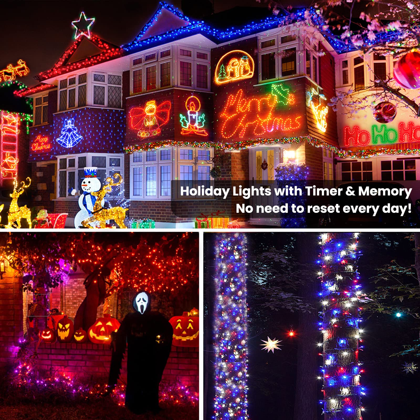 Brizled 500 LED Color Changing Christmas Lights, 164ft Dimmable String Lights with Remote for Indoor/Outdoor Decor