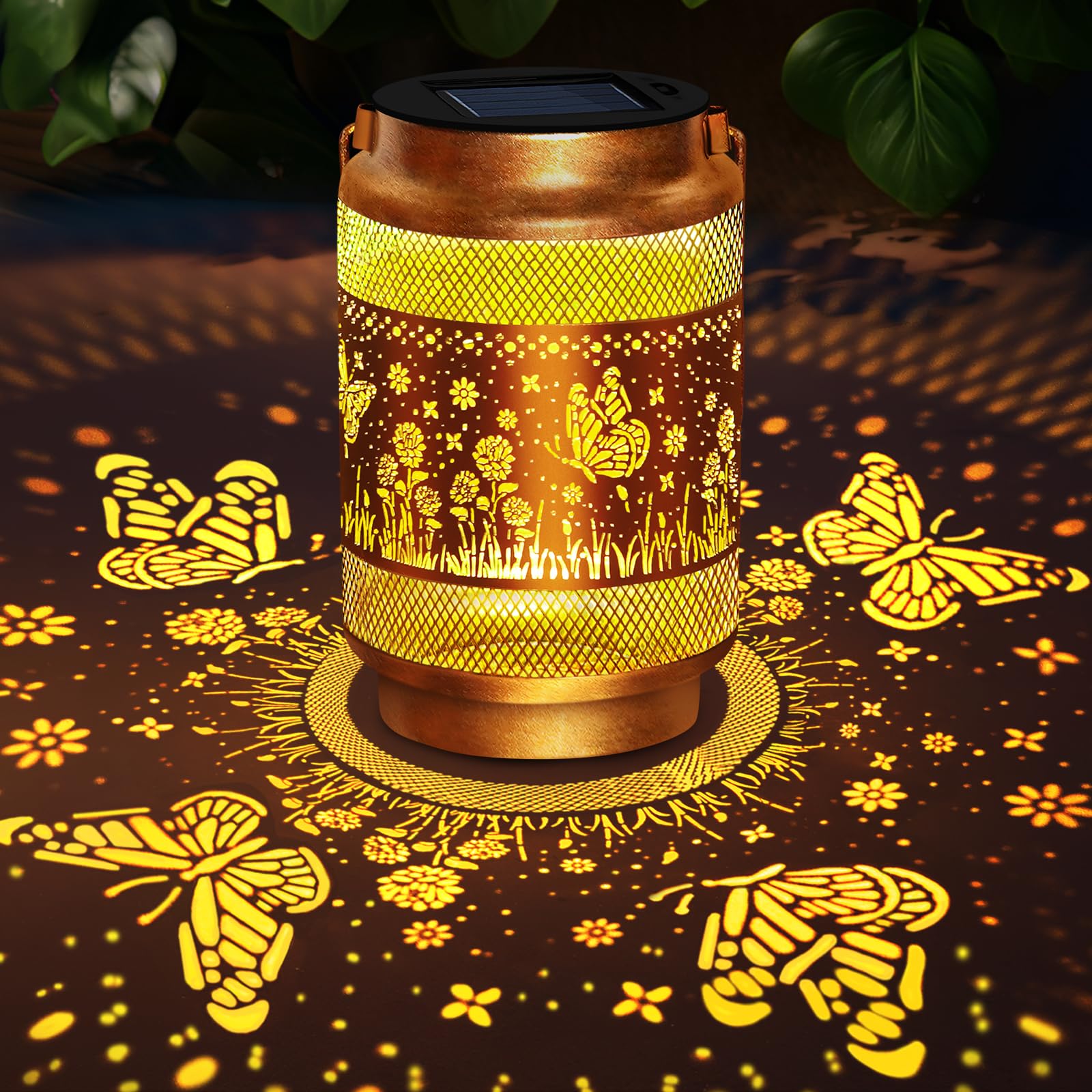 Butterfly Solar Lanterns Outdoor Waterproof Lights,Hanging Solar Lights Butterfly Gifts for Women Grandma Grandma,Hollowed-Out M