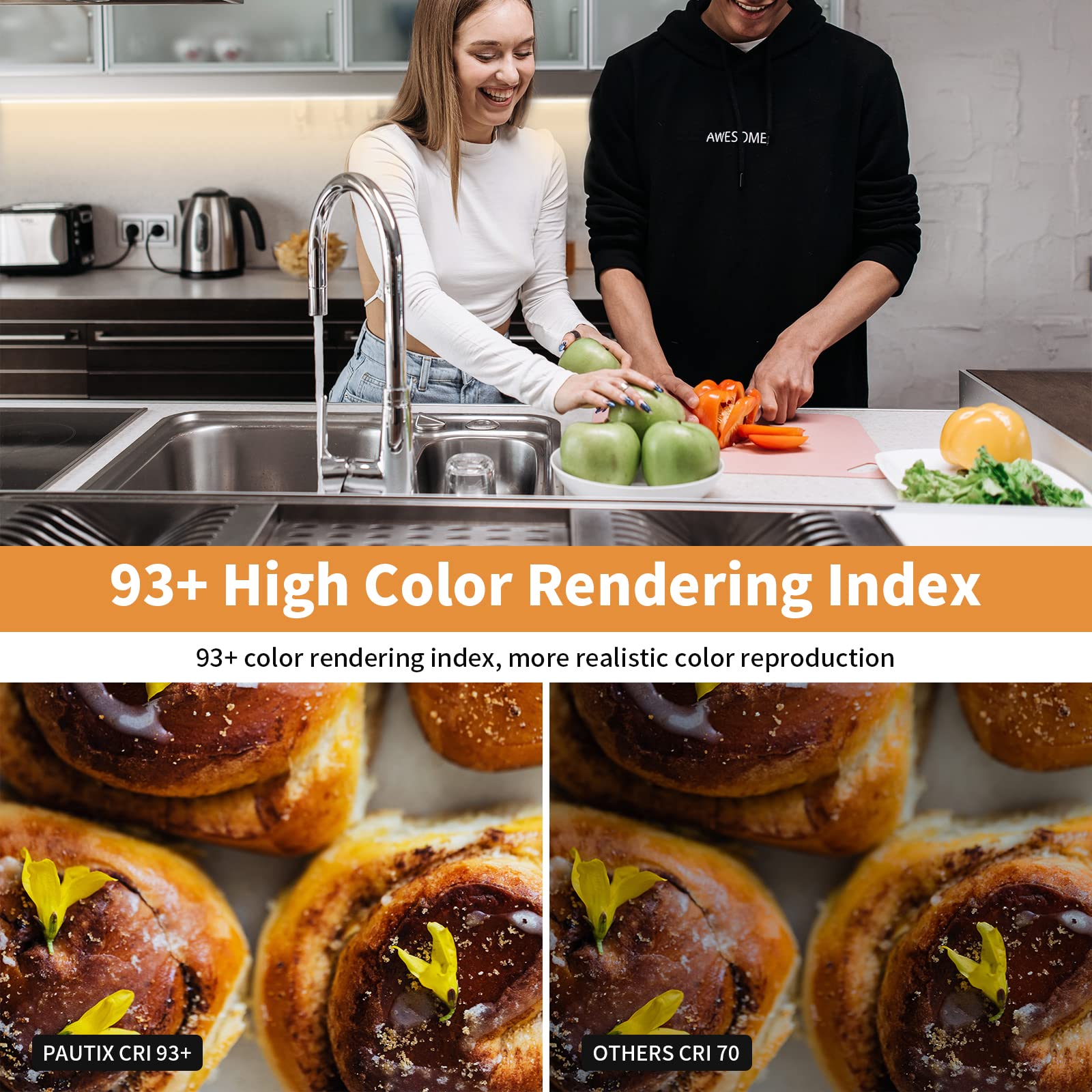 Pautix Cob Led Strip Light Ip65 Waterproof 32.8Ft/10M 5040Leds Natural White 4000K,High Lumen Flexible Cri93+ Led Tape 24V Super