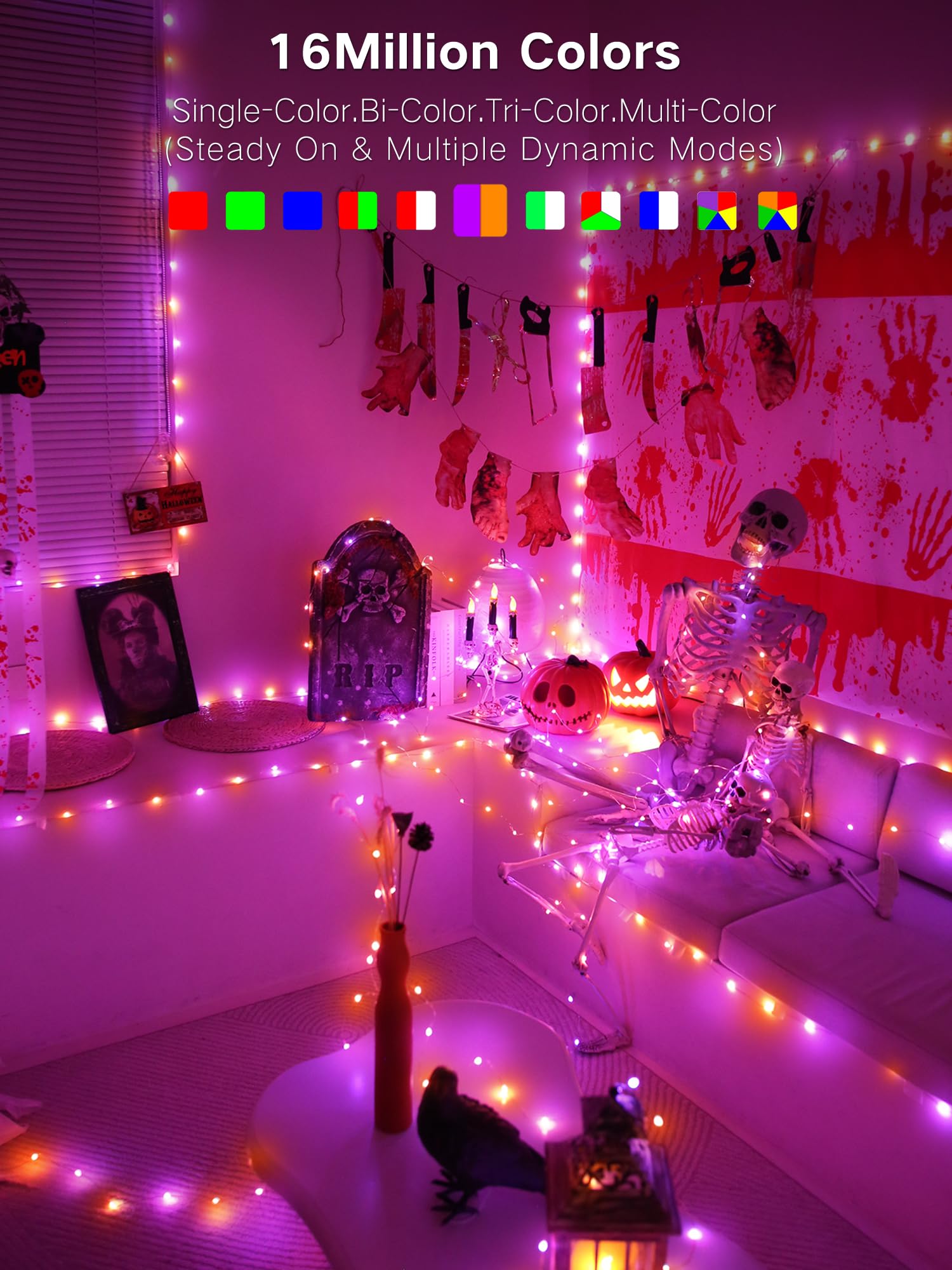 BrizLabs 66ft Smart Fairy String Lights, 200 LED WiFi App Control, Dimmable Rainbow, Music Sync, Works with Alexa & Google Home