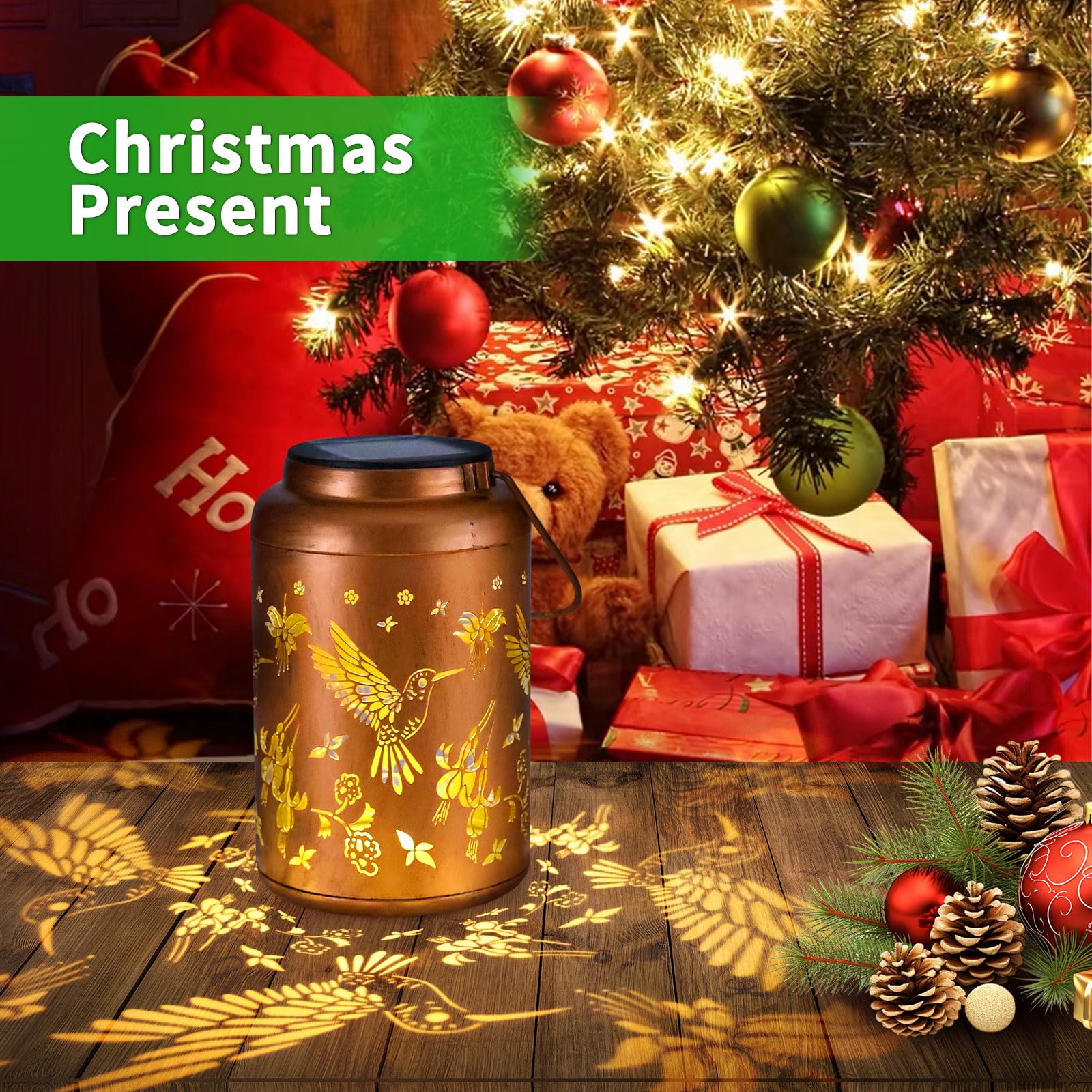 Hummingbird Solar Lanterns Outdoor Waterproof Hanging Solar Lights Metal Decor Lantern Led Light Christmas Decorative For Garden