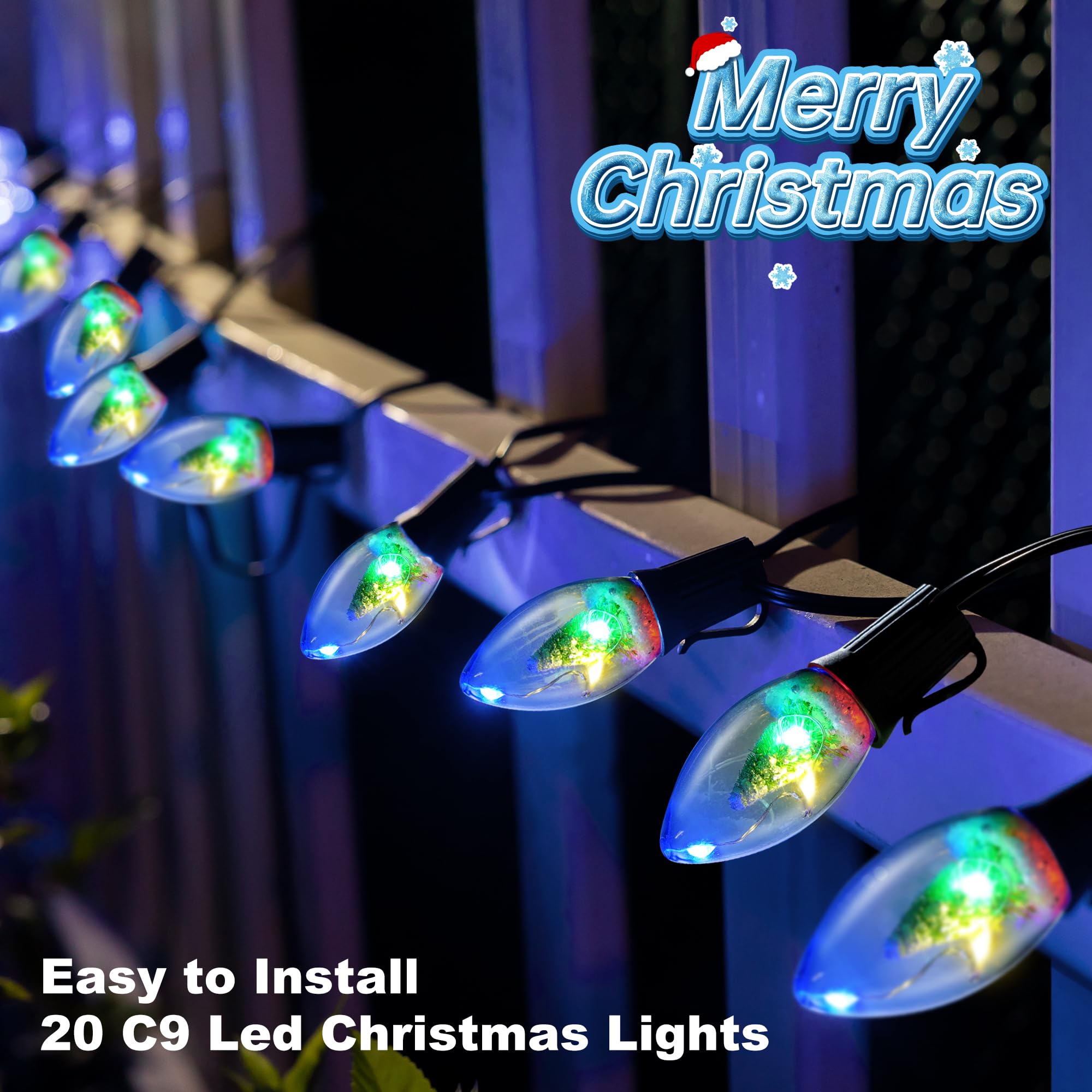 Heisok C9 Christmas Pathway Lights Outdoor - 24.2Ft 20 Led Christmas Lights With Stakes, Waterproof Connectable Walkway String L