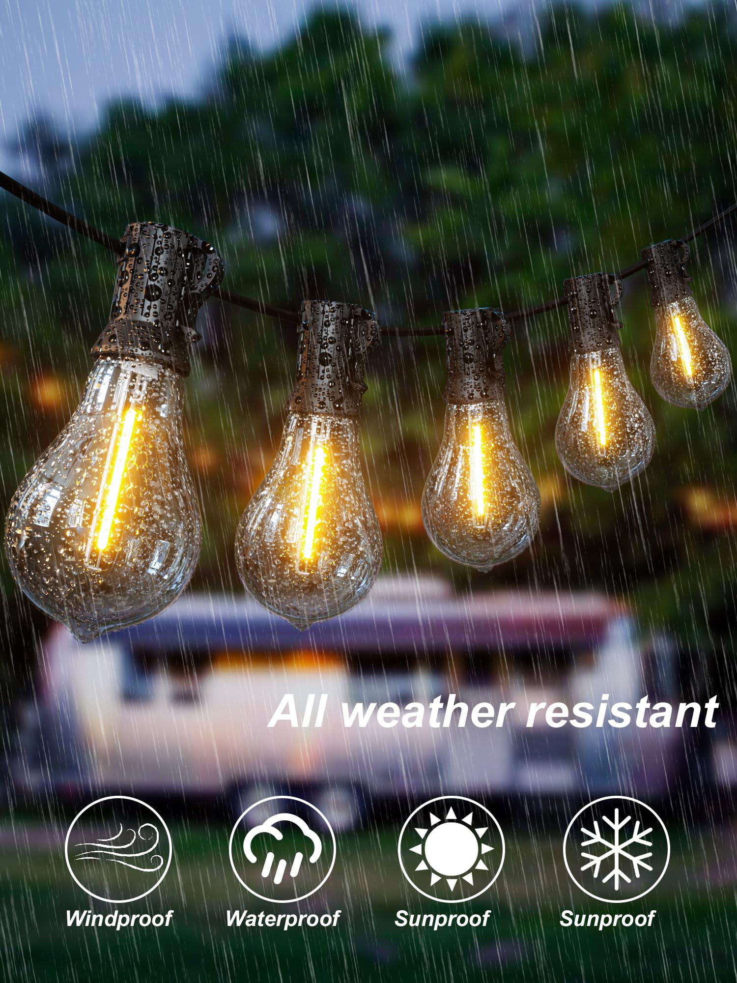 Damaing Outdoor String Lights 400Ft(4X100Ft) Waterproof Patio Lights With 208 Shatterproof Led Edison Bulbs,Connectable Outside