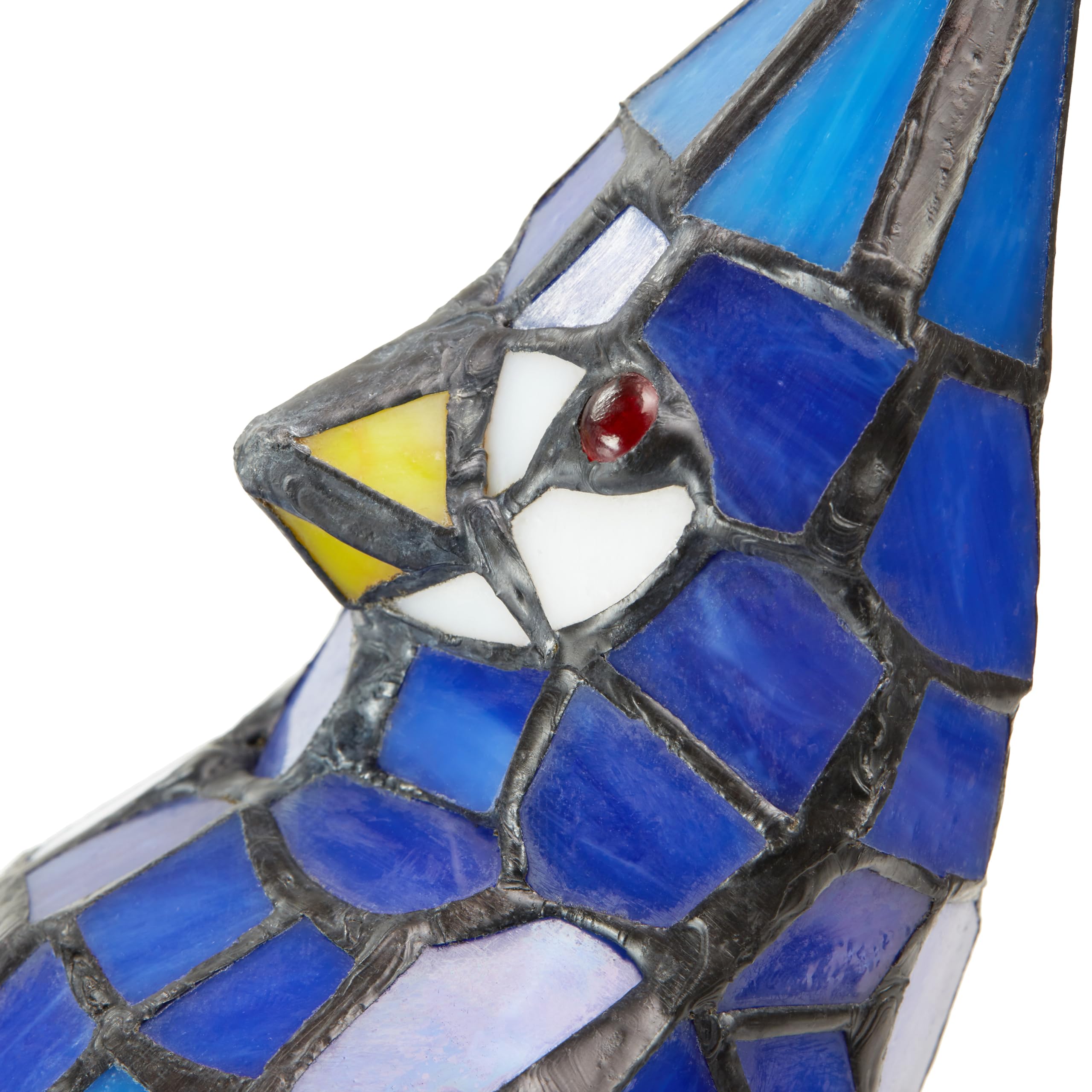 RIVER OF GOODS Stained Glass Bird Accent Lamp - 8in W x 13.5in H - Cardinal Decor - Tiffany Style - Model 13281 - Blue Jay