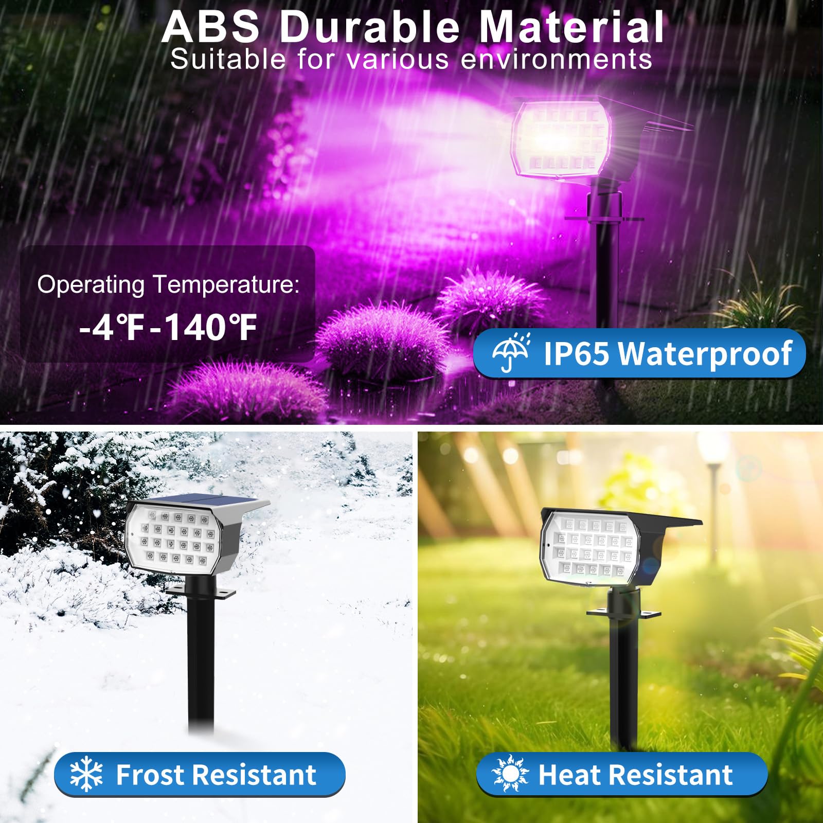 Tadyreal Solar Color Changing Spot Lights Outdoor Waterproof Colored Rgb Solar Powered Landscape Lights For Yard 7 Lighting Mode